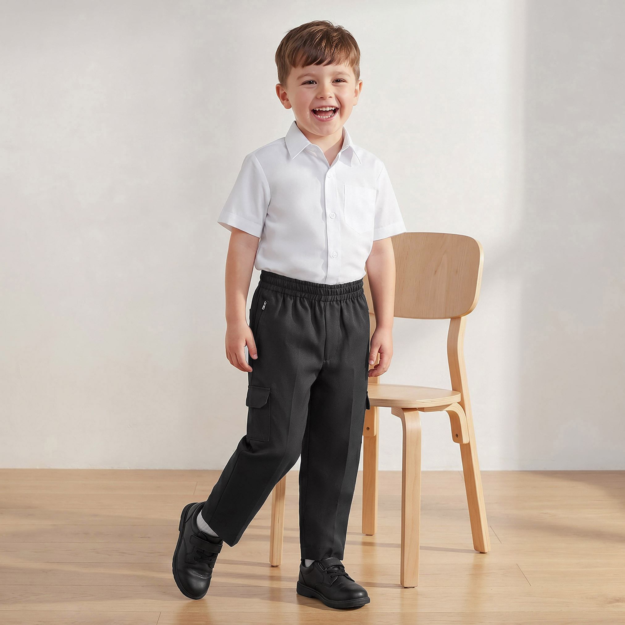 Juniors Black School Pants with Pockets - Boys-boys-clothing-bottoms-trousers-image-2
