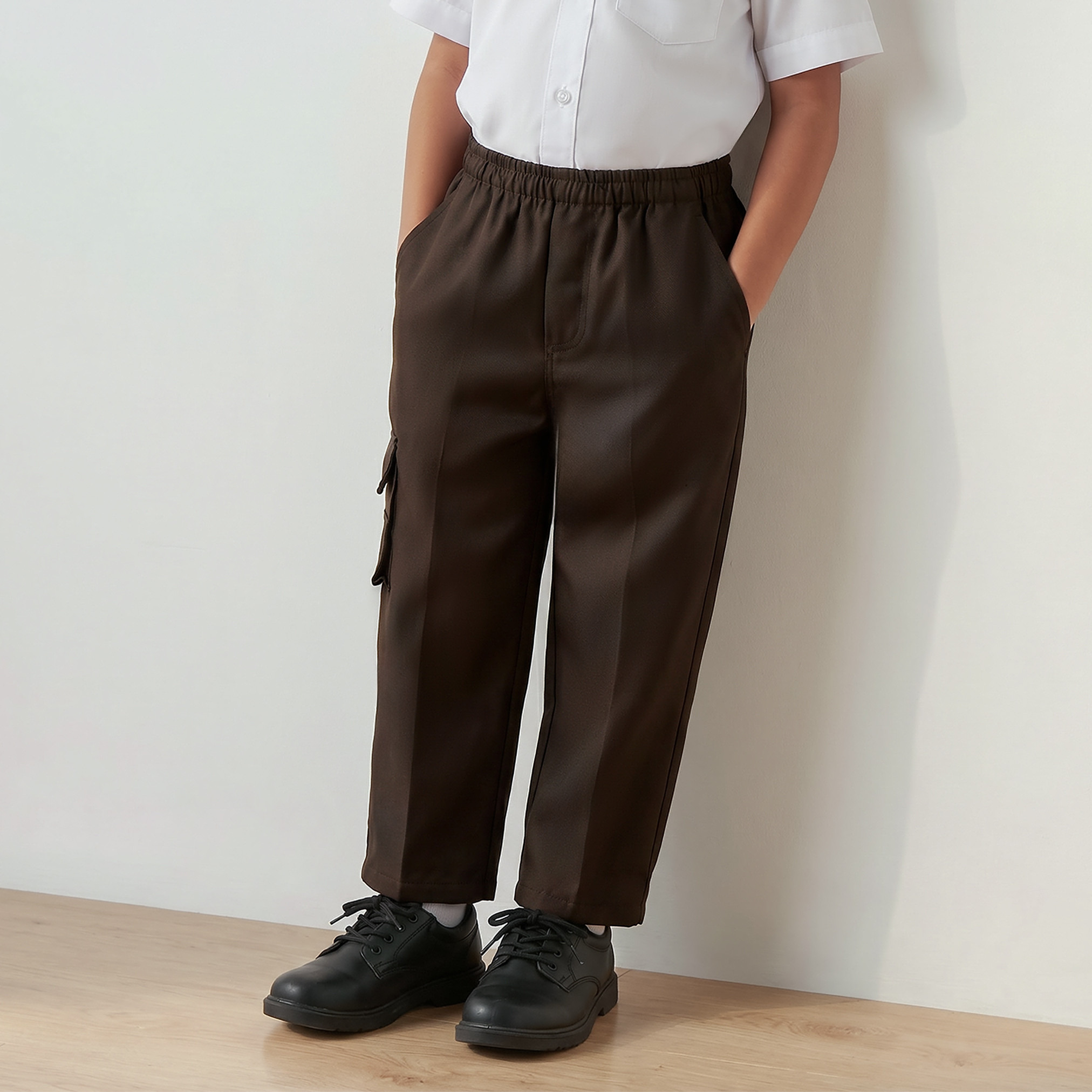 بنطلون مدرسي بني بجيوب للأولاد من جونيورز-boys-clothing-bottoms-trousers-image-1