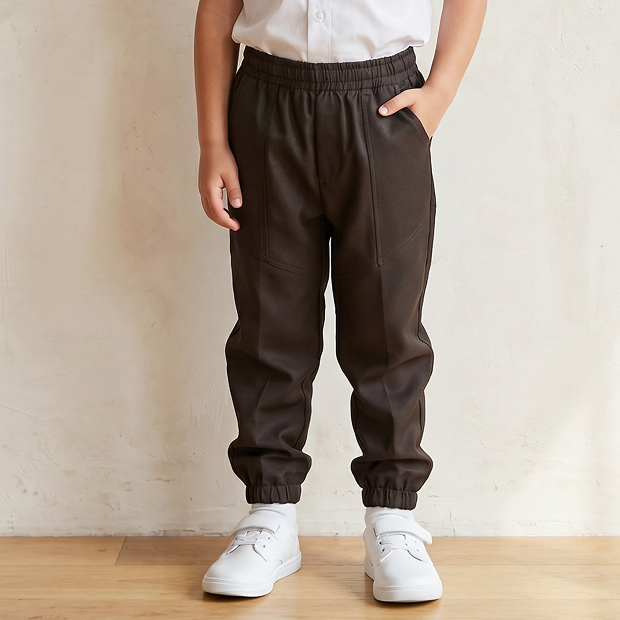 Juniors Brown School Jogger with Cotton Fabric - Boys-boys-clothing-schoolwear-bottoms-joggers-image-1