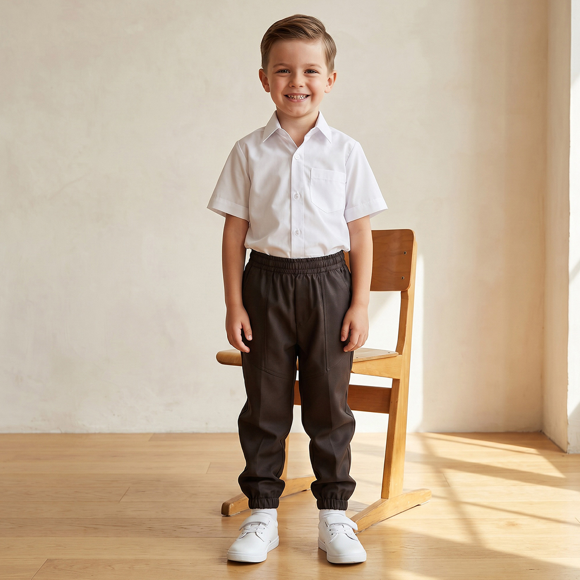 Juniors Brown School Jogger with Cotton Fabric - Boys-boys-clothing-schoolwear-bottoms-joggers-image-2