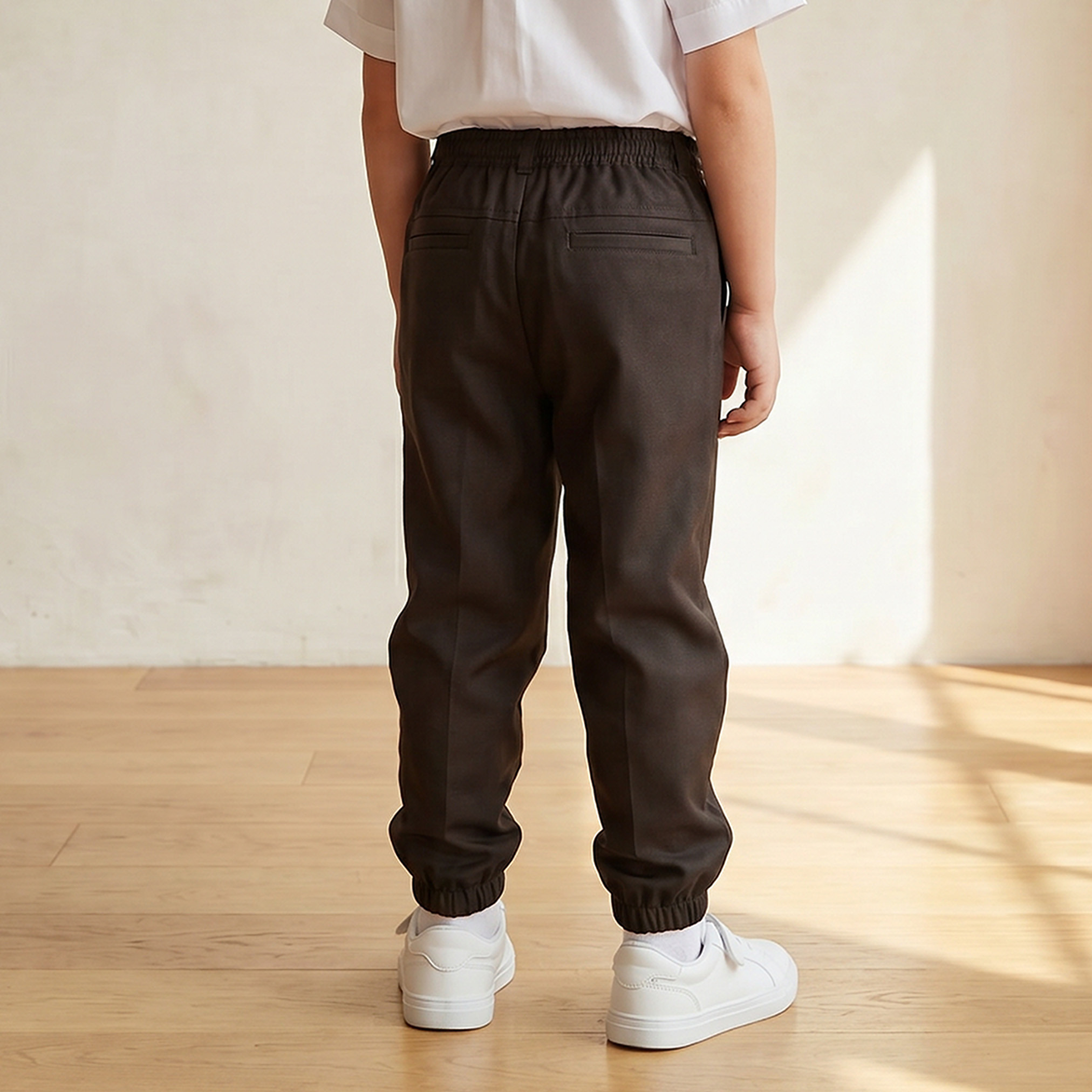 Juniors Brown School Jogger with Cotton Fabric - Boys-boys-clothing-schoolwear-bottoms-joggers-image-3
