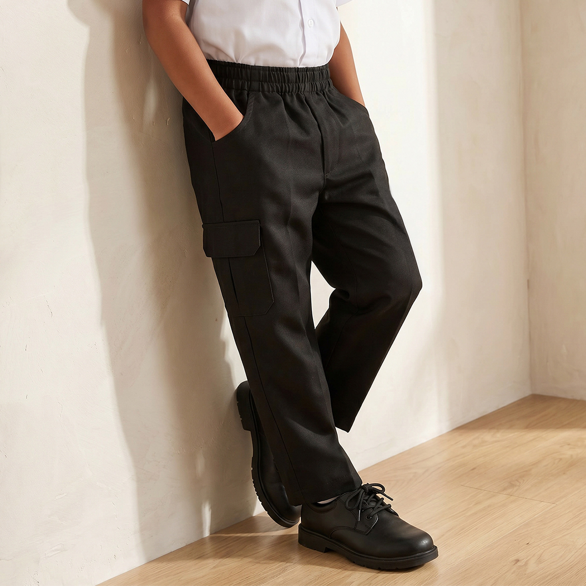 Juniors Black School Pants with Pockets - Boys-boys-clothing-bottoms-trousers-image-1