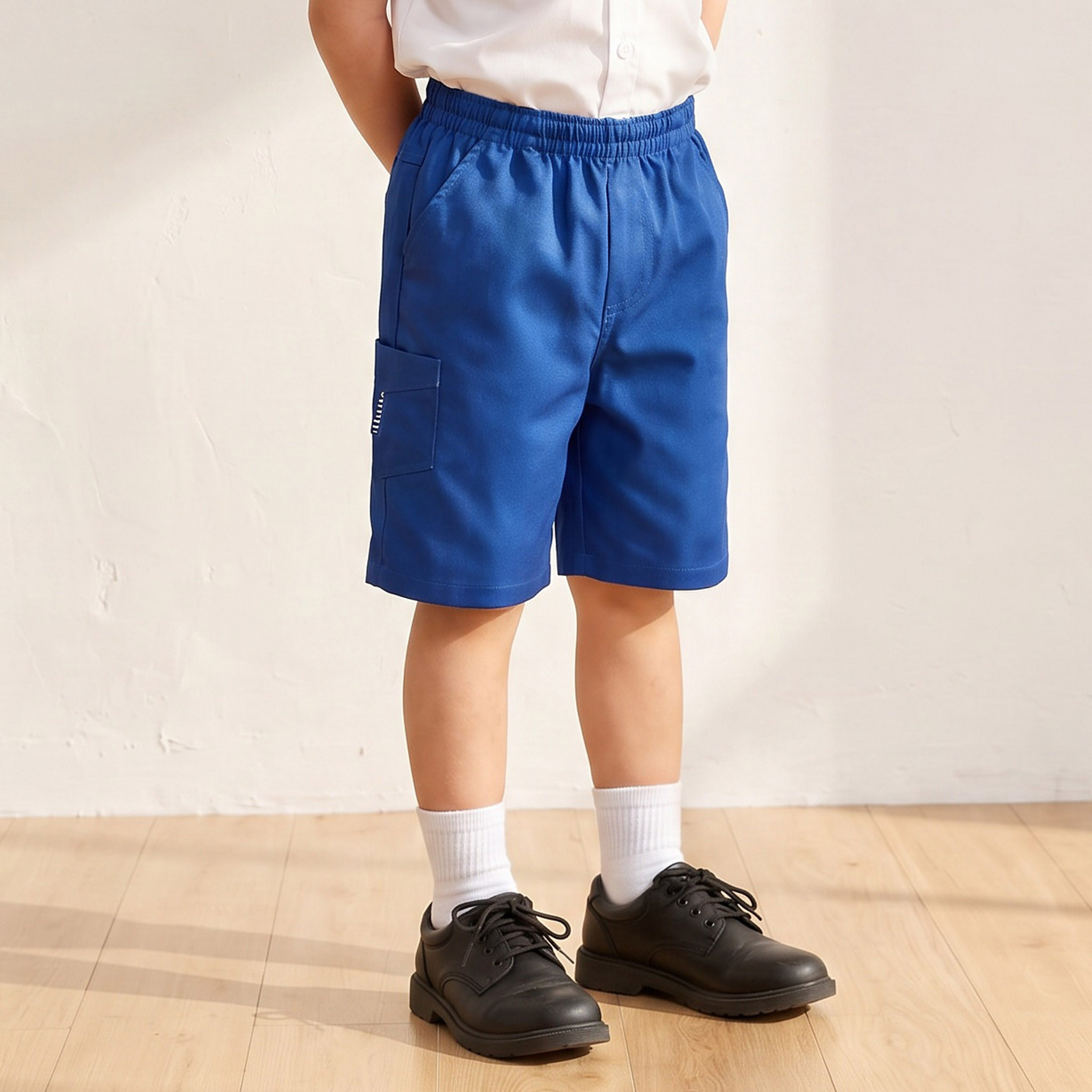 شورت مدرسي أزرق بطول الركبة وبجيوب للأولاد من جونيورز-boys-clothing-schoolwear-bottoms-shorts-image-1