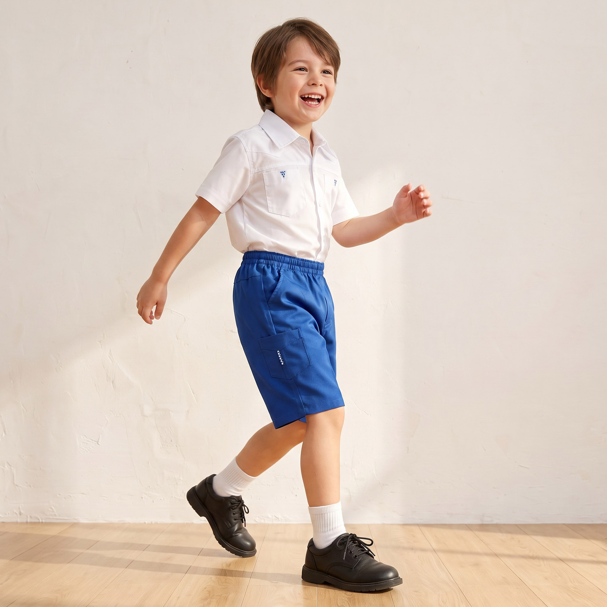 شورت مدرسي أزرق بطول الركبة وبجيوب للأولاد من جونيورز-boys-clothing-schoolwear-bottoms-shorts-image-2