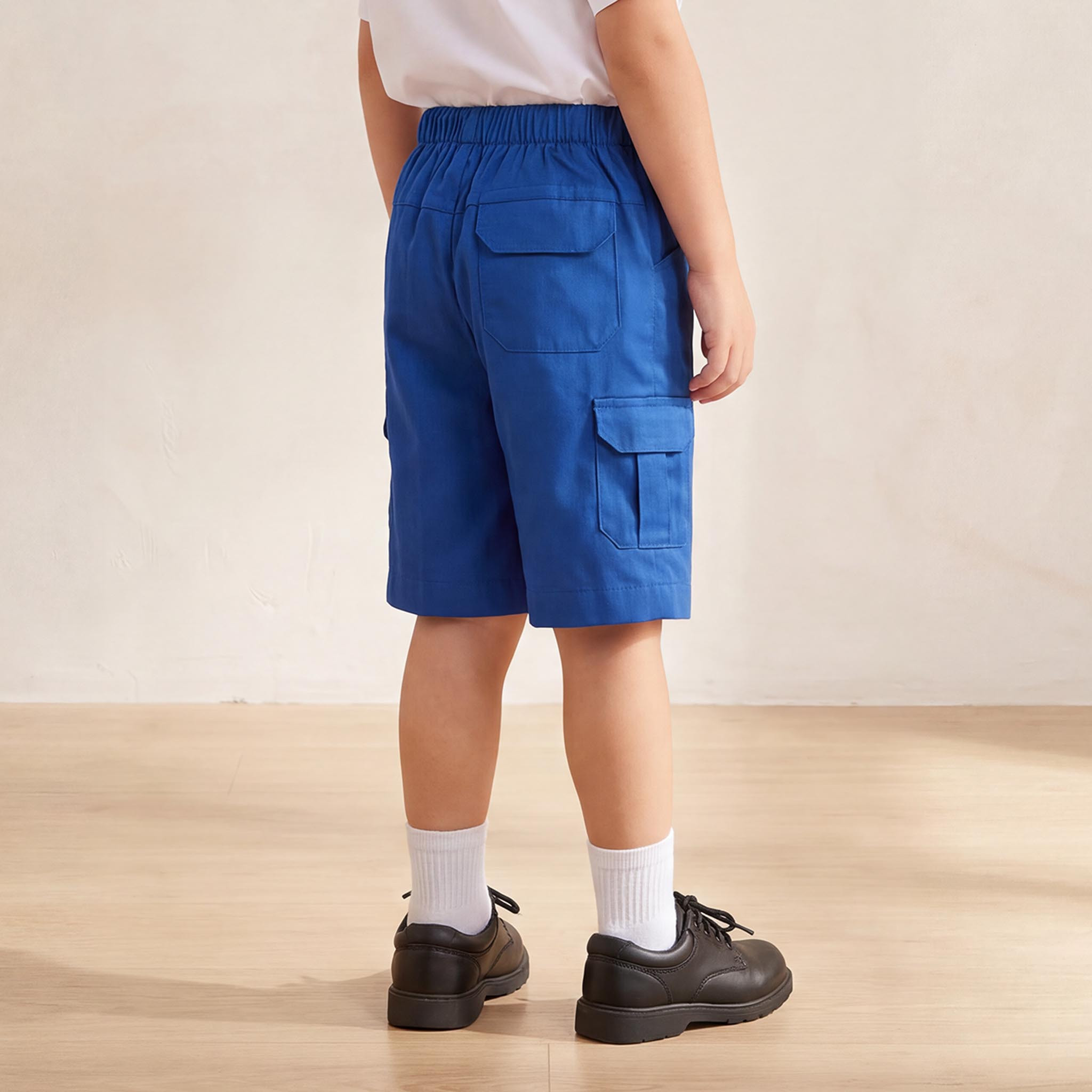 شورت مدرسي أزرق بطول الركبة وبجيوب بطية للأولاد من جونيورز-boys-clothing-schoolwear-bottoms-shorts-image-3