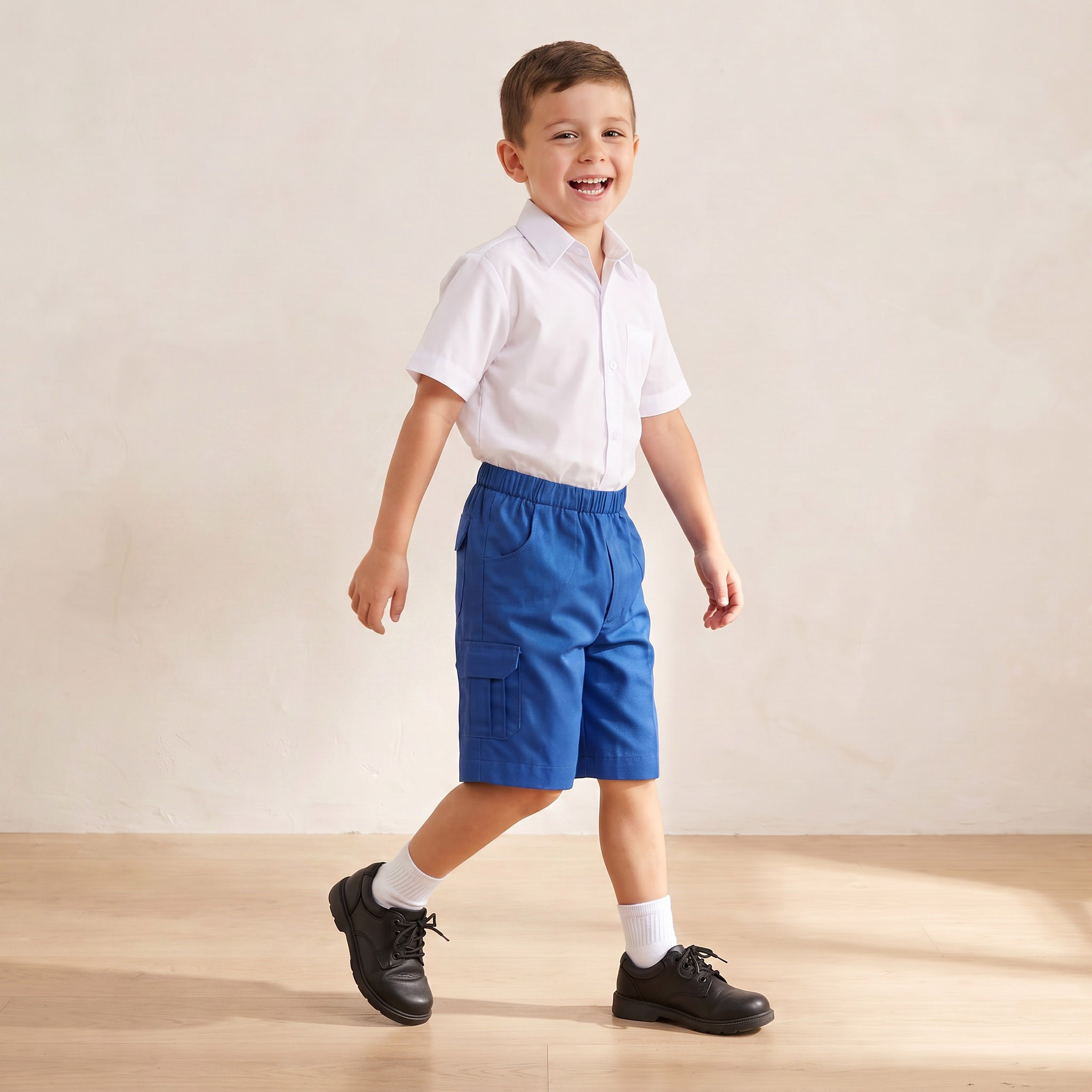 شورت مدرسي أزرق بطول الركبة وبجيوب بطية للأولاد من جونيورز-boys-clothing-schoolwear-bottoms-shorts-image-5
