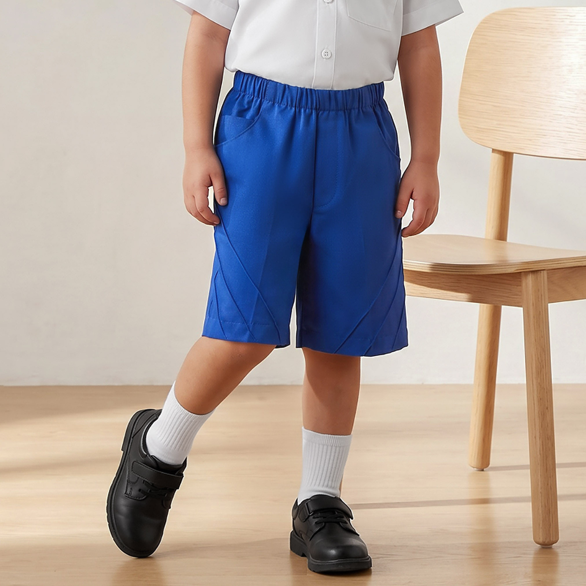 شورت مدرسي أزرق بطول الركبة بجيوب للأولاد من جونيورز-boys-clothing-schoolwear-bottoms-shorts-image-1
