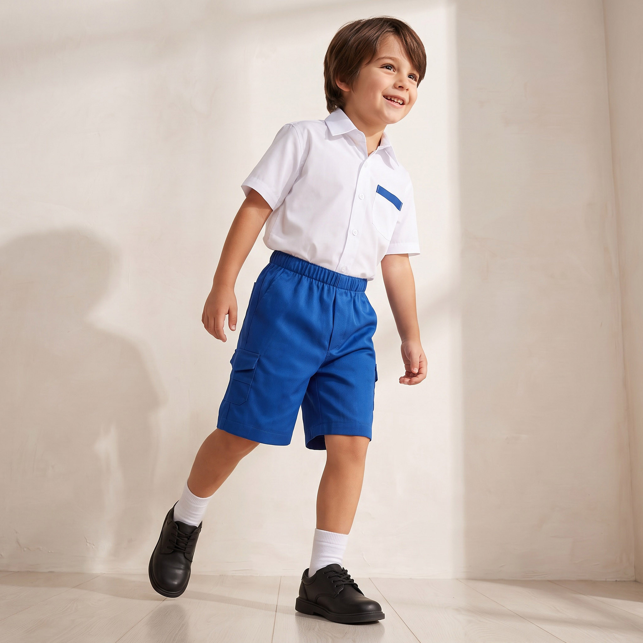 شورت مدرسي أزرق طول الركبة بجيوب للأولاد من جونيورز-boys-clothing-schoolwear-bottoms-shorts-image-5