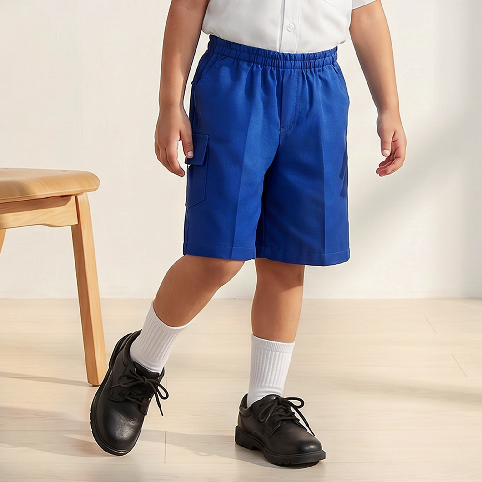 شورت مدرسي أزرق بطول الركبة بجيوب بطيّة للأولاد من جونيورز-boys-clothing-schoolwear-bottoms-shorts-image-1