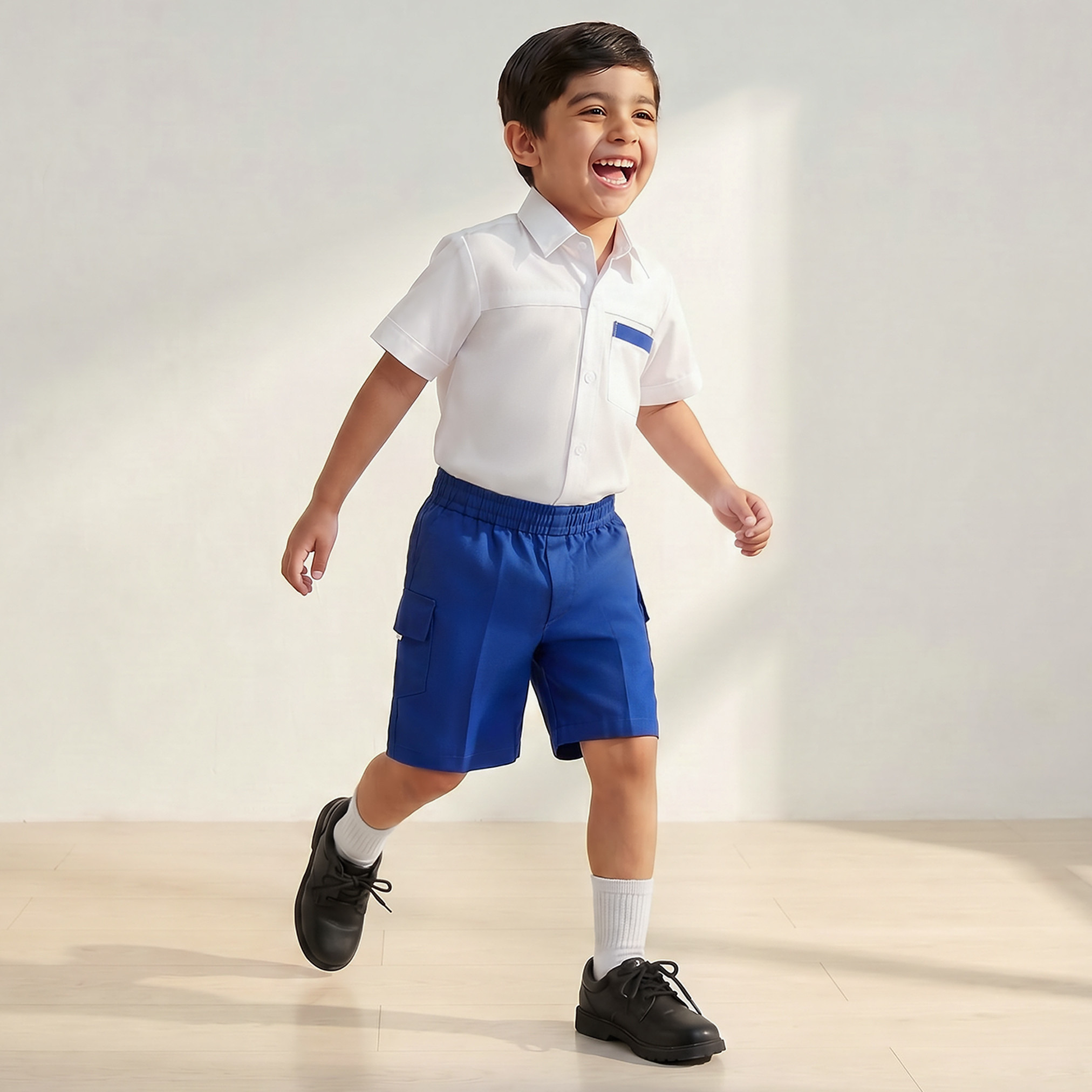 شورت مدرسي أزرق بطول الركبة بجيوب بطيّة للأولاد من جونيورز-boys-clothing-schoolwear-bottoms-shorts-image-2