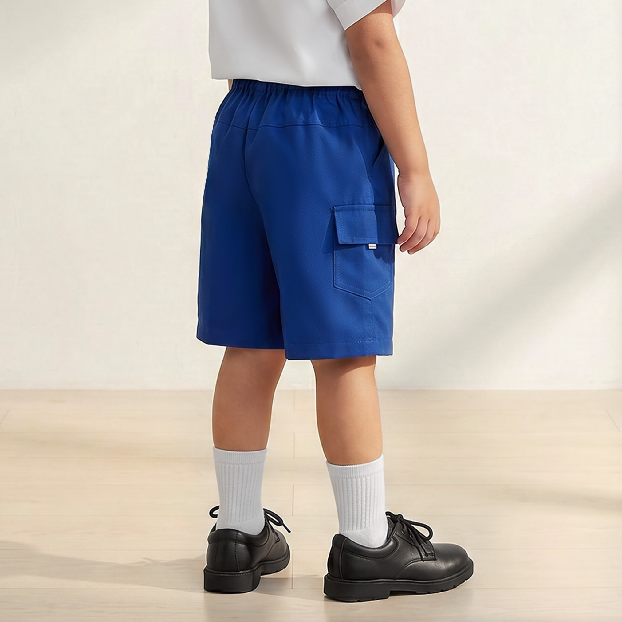 شورت مدرسي أزرق بطول الركبة بجيوب بطيّة للأولاد من جونيورز-boys-clothing-schoolwear-bottoms-shorts-image-3