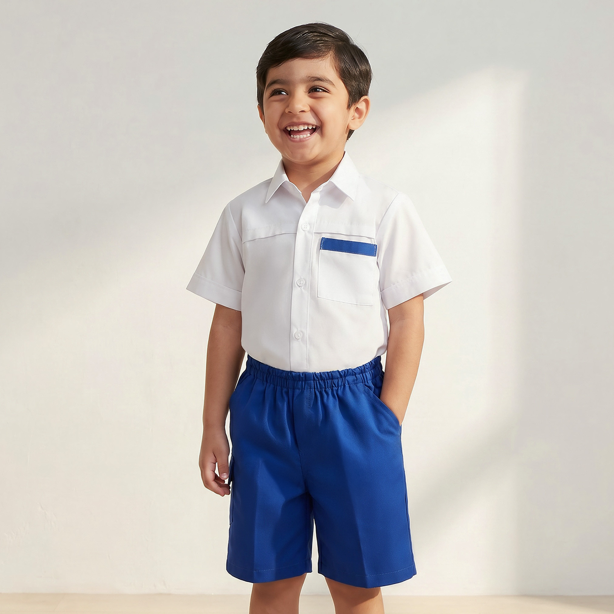 شورت مدرسي أزرق بطول الركبة بجيوب بطيّة للأولاد من جونيورز-boys-clothing-schoolwear-bottoms-shorts-image-5