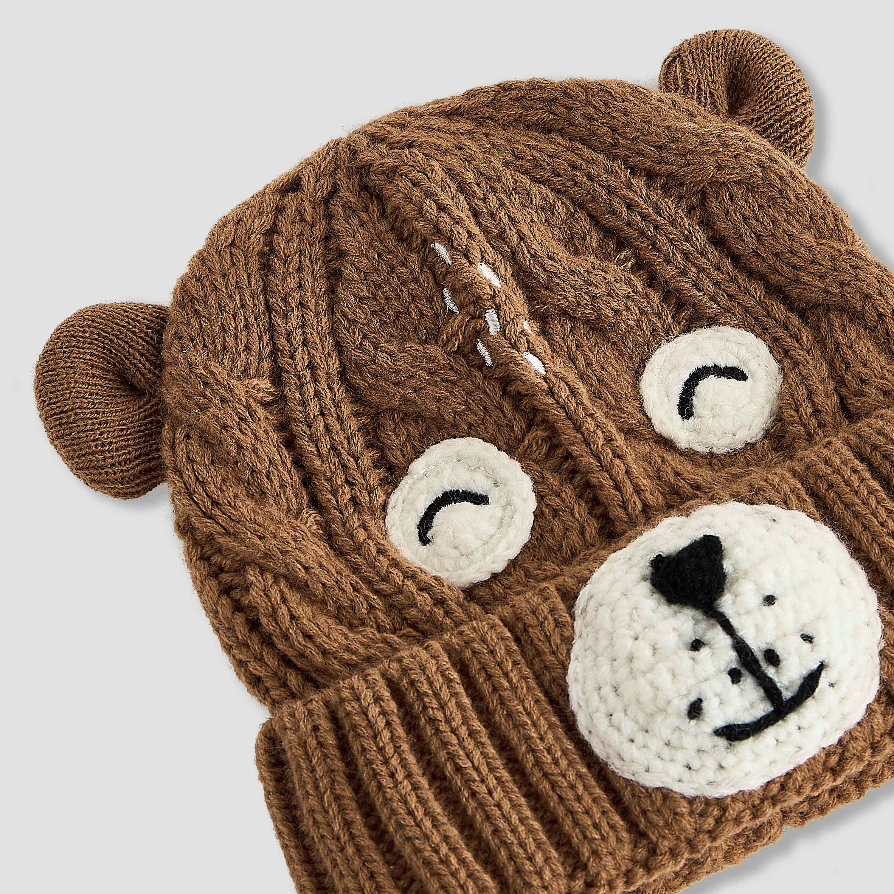 Juniors Winter Beanie with Bear Face Knit Design-boys-clothing-winterwear-winteraccessories-image-4