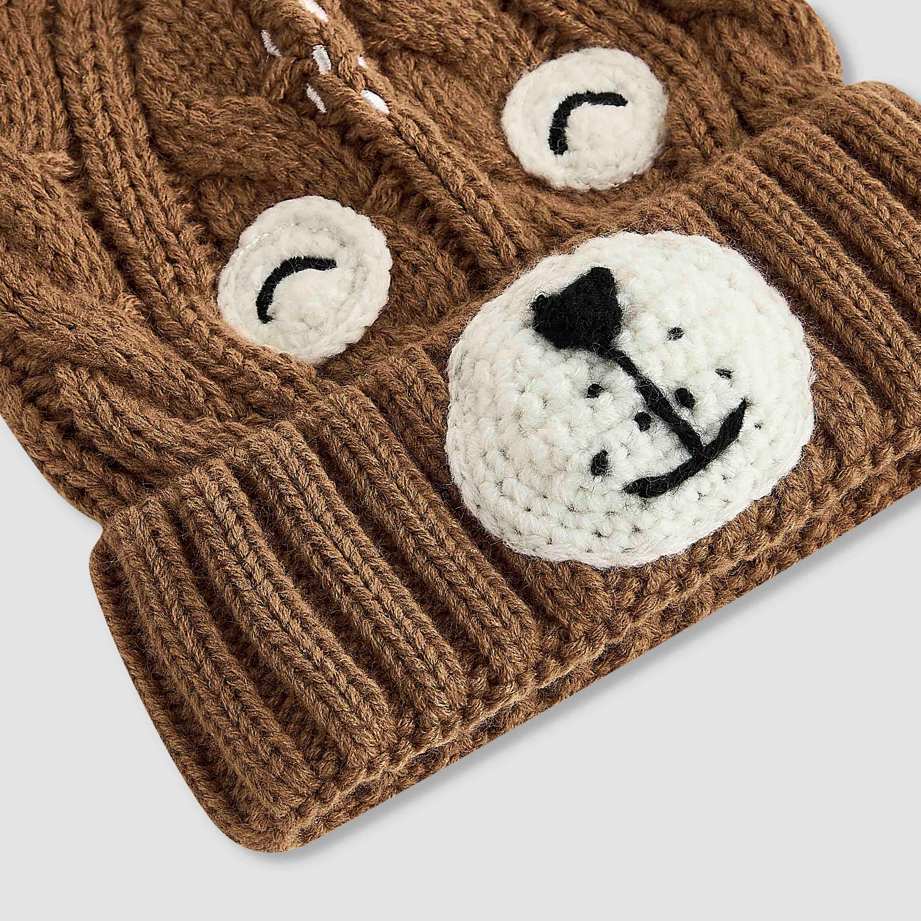 Juniors Winter Beanie with Bear Face Knit Design-boys-clothing-winterwear-winteraccessories-image-5