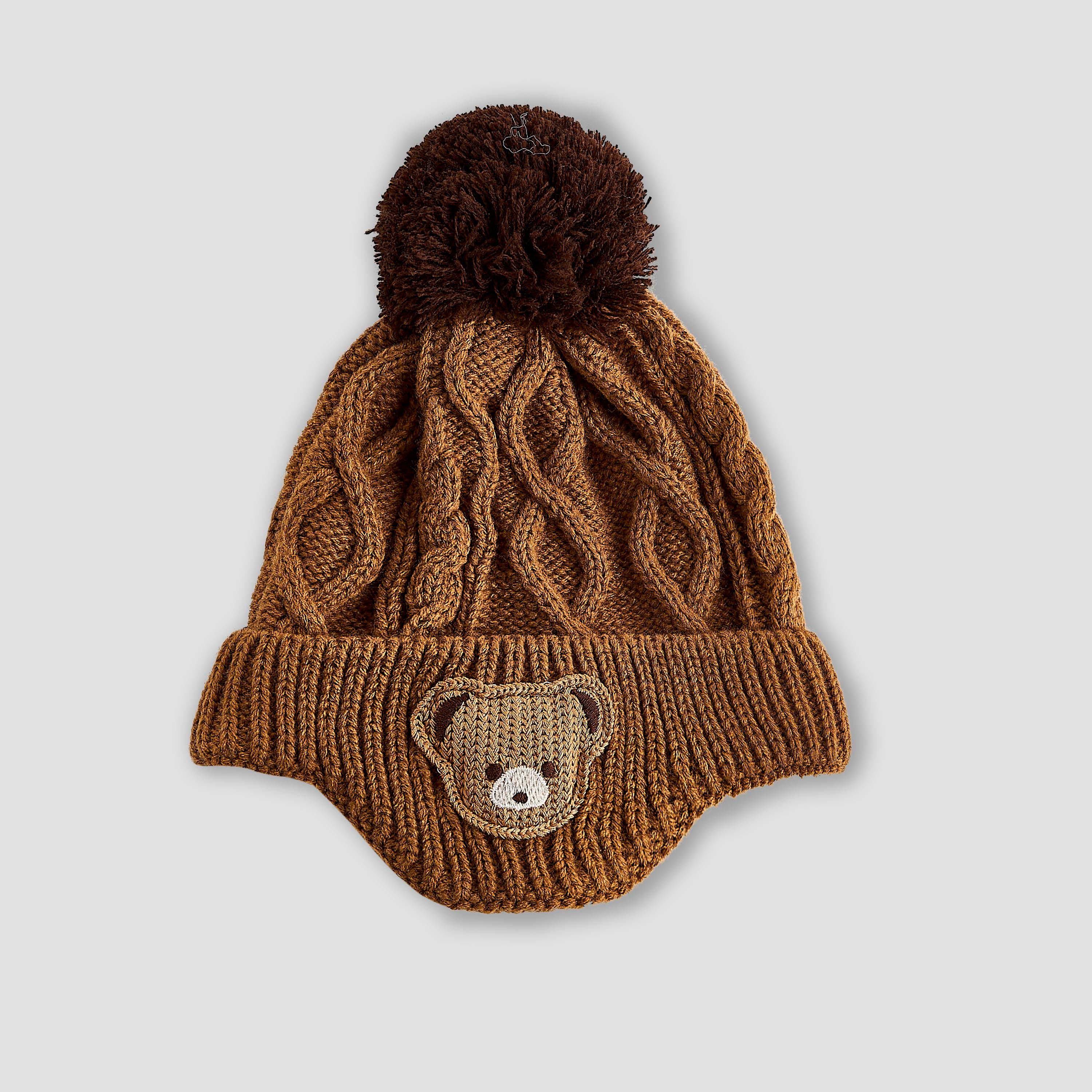Juniors Winter Beanie and Gloves Set with Bear Applique-boys-clothing-winterwear-winteraccessories-image-2
