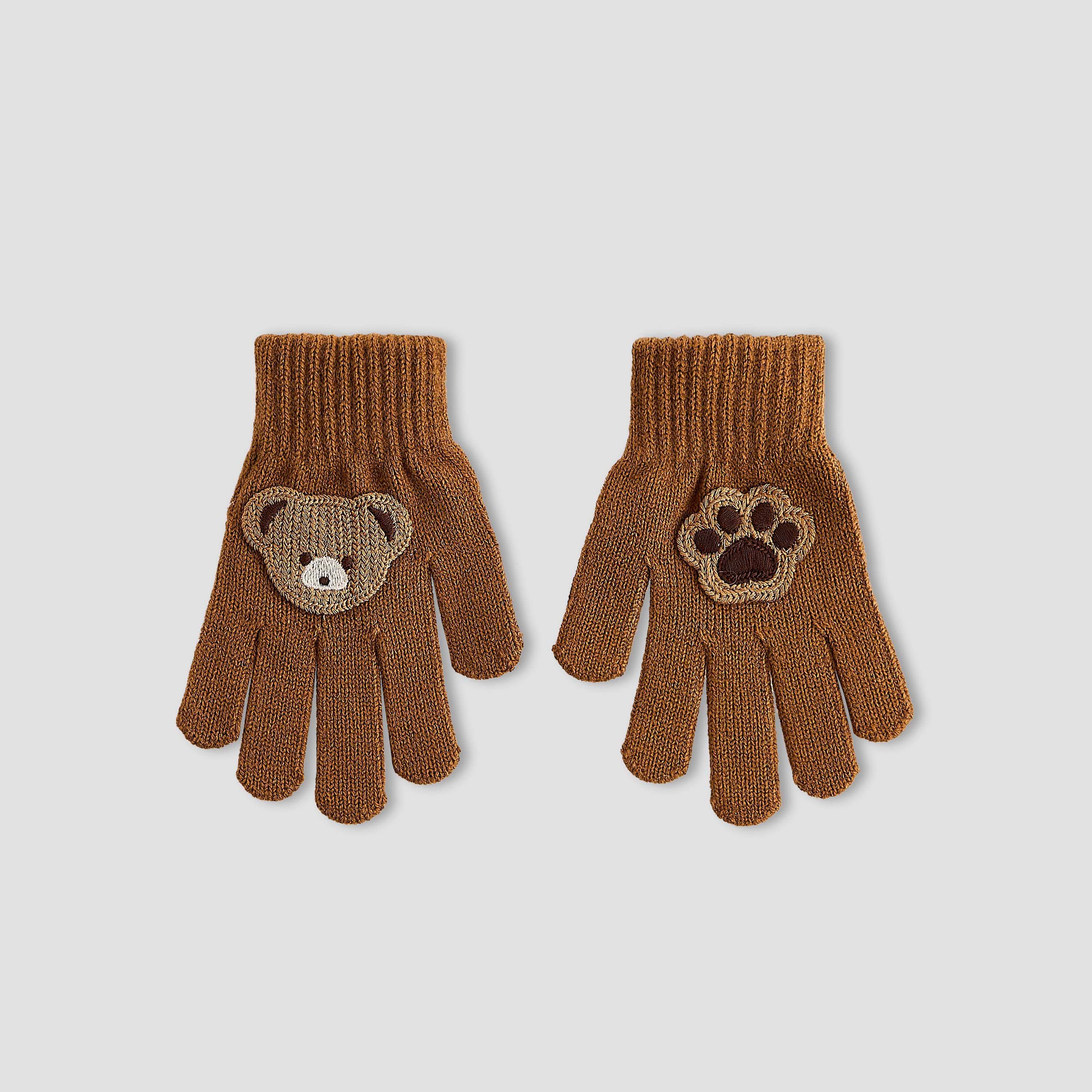 Juniors Winter Beanie and Gloves Set with Bear Applique-boys-clothing-winterwear-winteraccessories-image-3