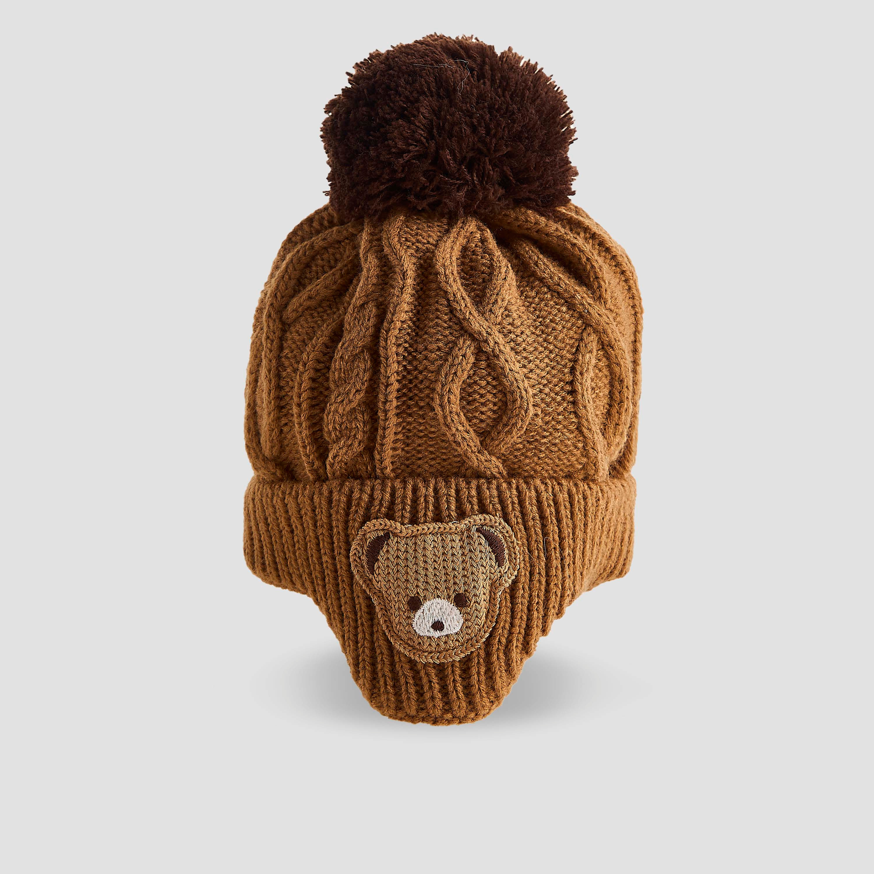 Juniors Winter Beanie and Gloves Set with Bear Applique-boys-clothing-winterwear-winteraccessories-image-4