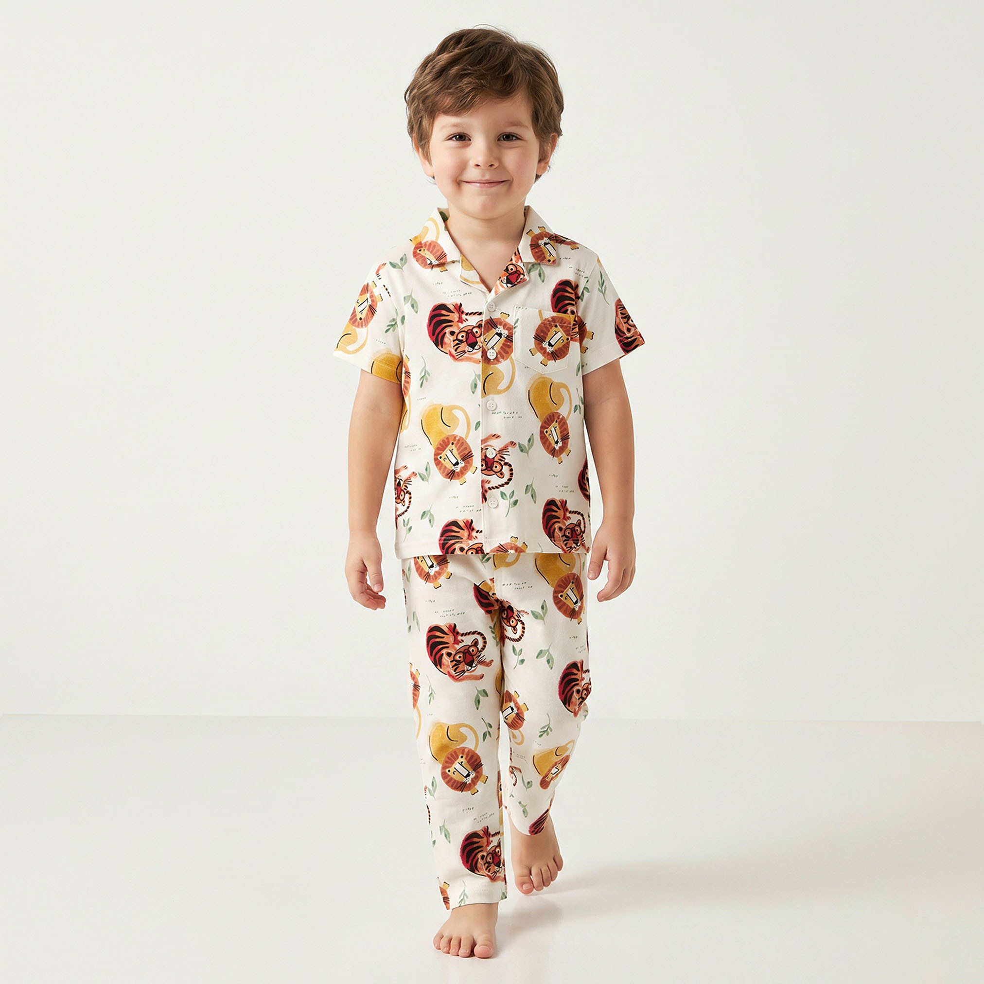 Juniors Animal Print Shirt and Pyjama Set-boys-clothing-nightwear-image-1