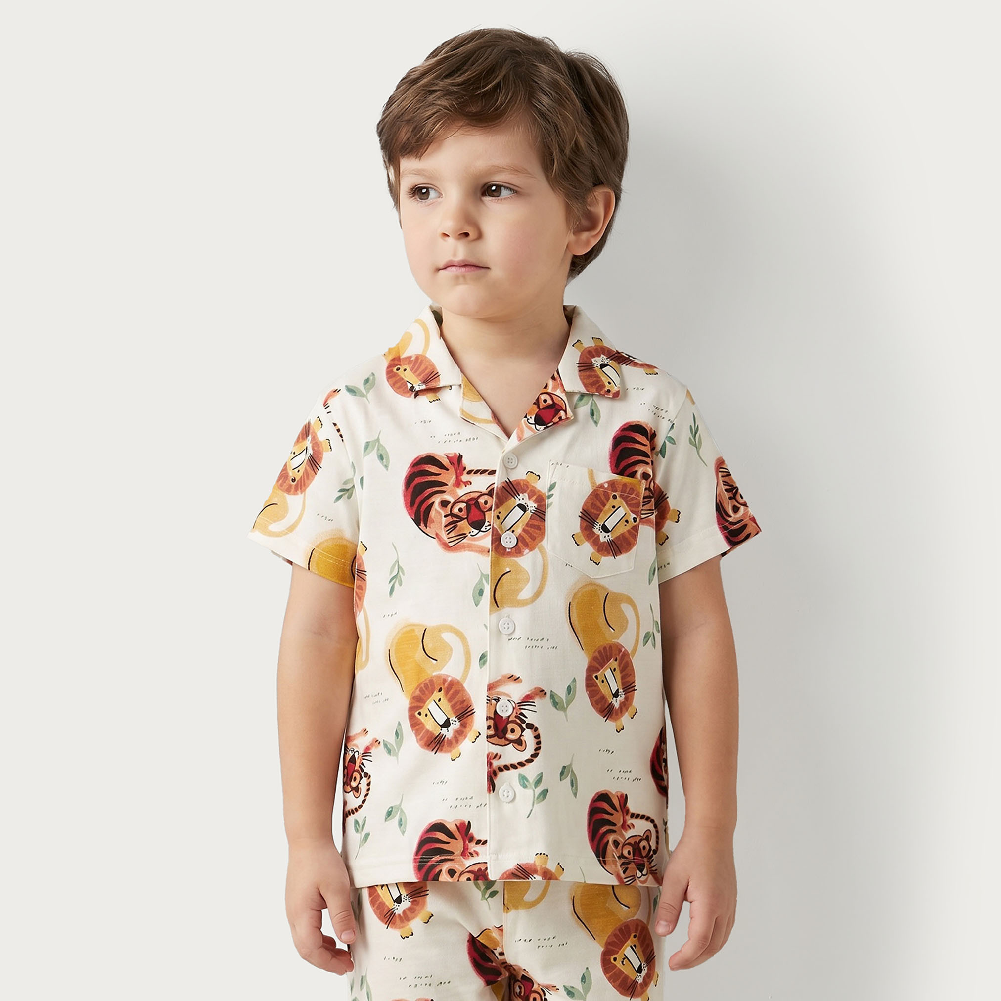 Juniors Animal Print Shirt and Pyjama Set-boys-clothing-nightwear-image-2
