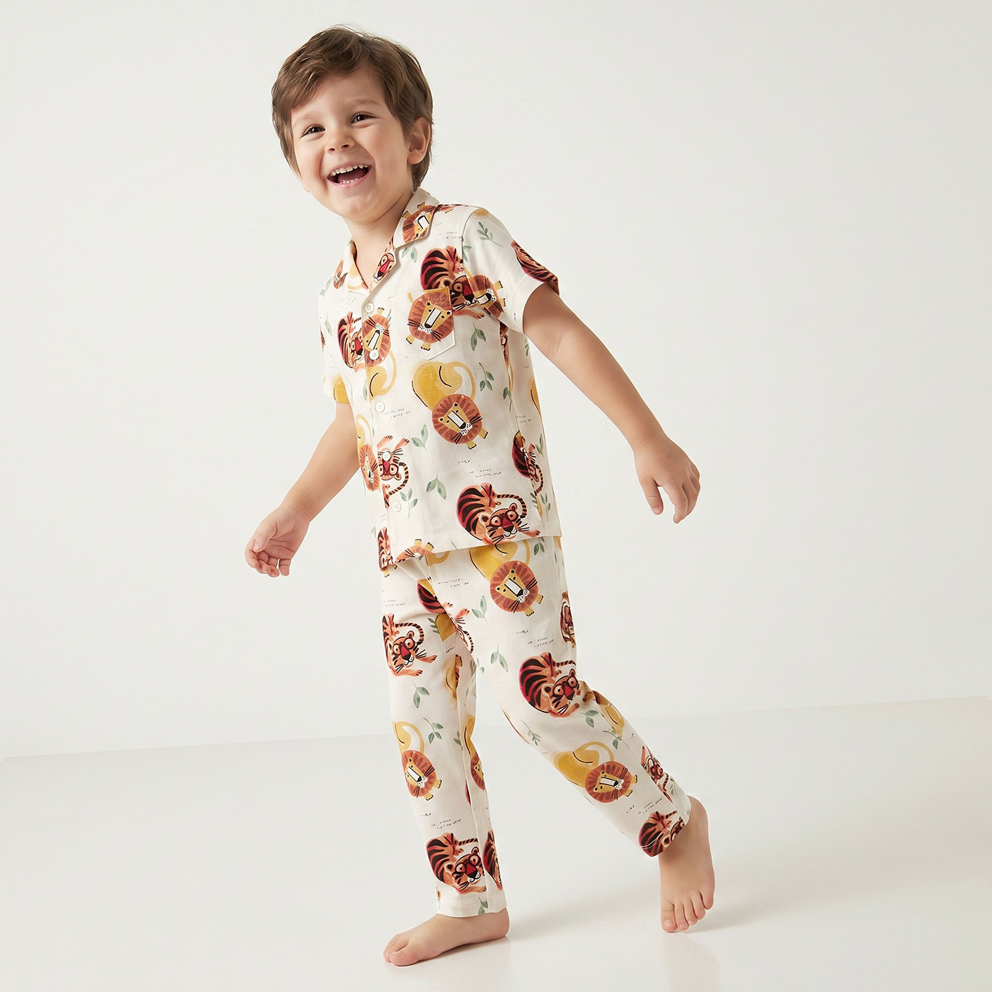 Juniors Animal Print Shirt and Pyjama Set-boys-clothing-nightwear-image-7