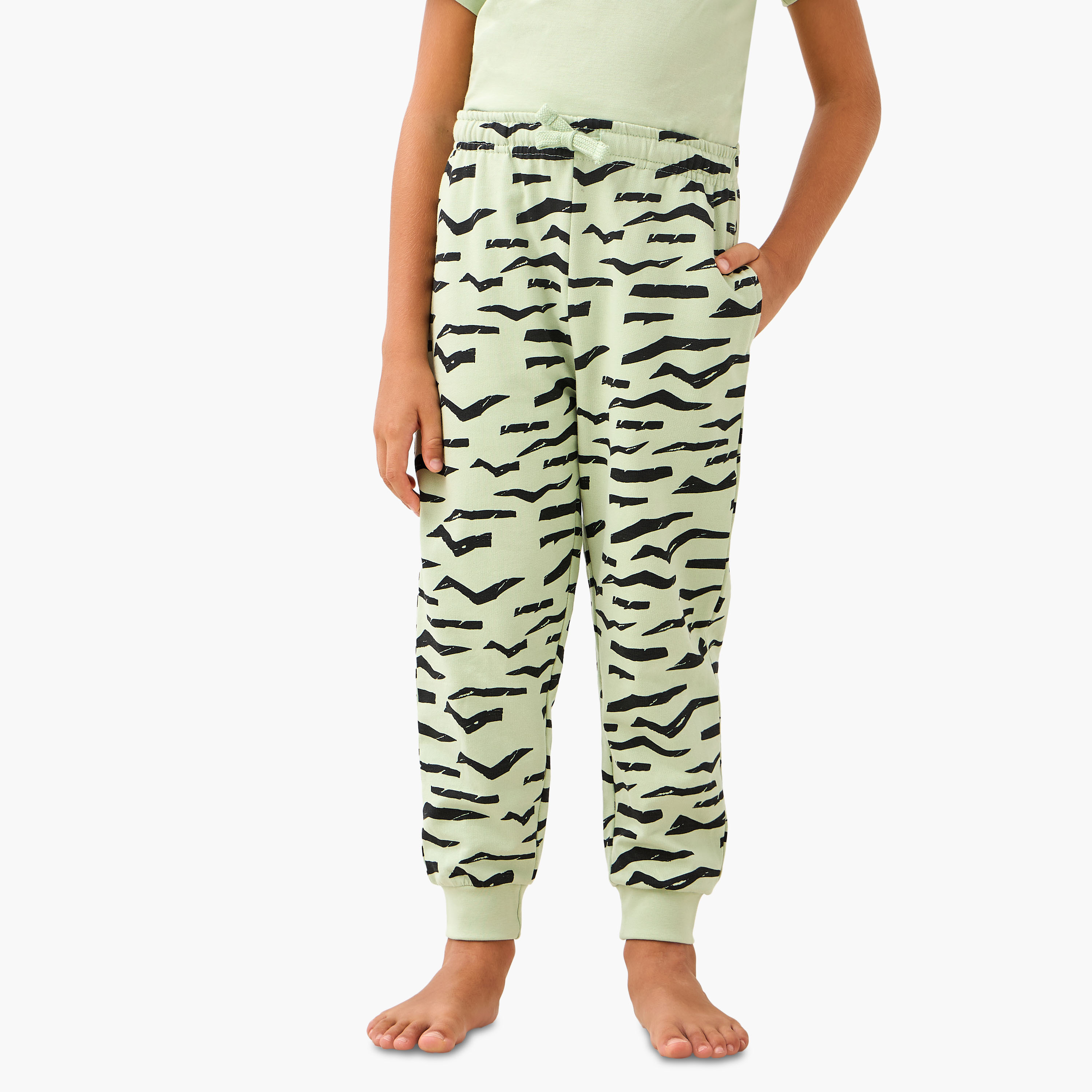 Juniors Zebra Print T-shirt and Pyjama Set-boys-clothing-nightwear-image-3