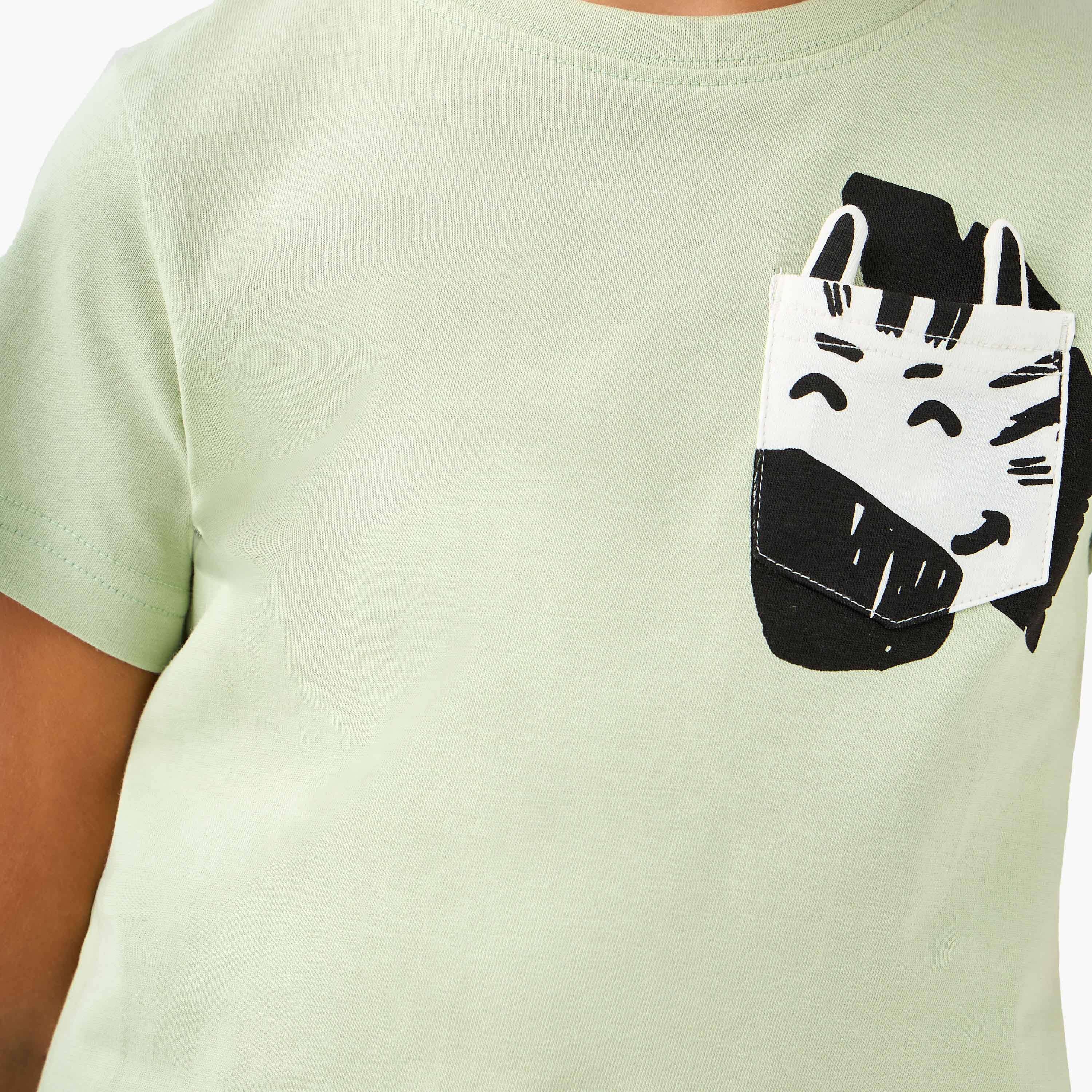Juniors Zebra Print T-shirt and Pyjama Set-boys-clothing-nightwear-image-6