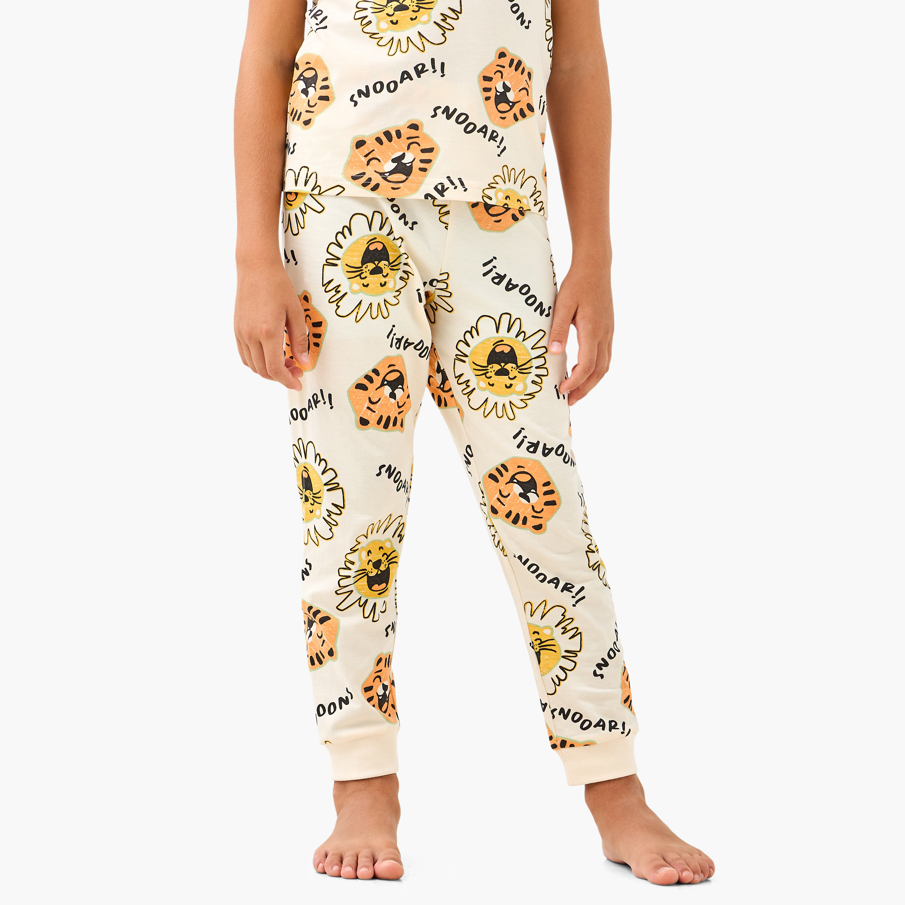 Juniors Tiger Print T-shirts and Pyjamas - Set of 2-boys-clothing-nightwear-image-4