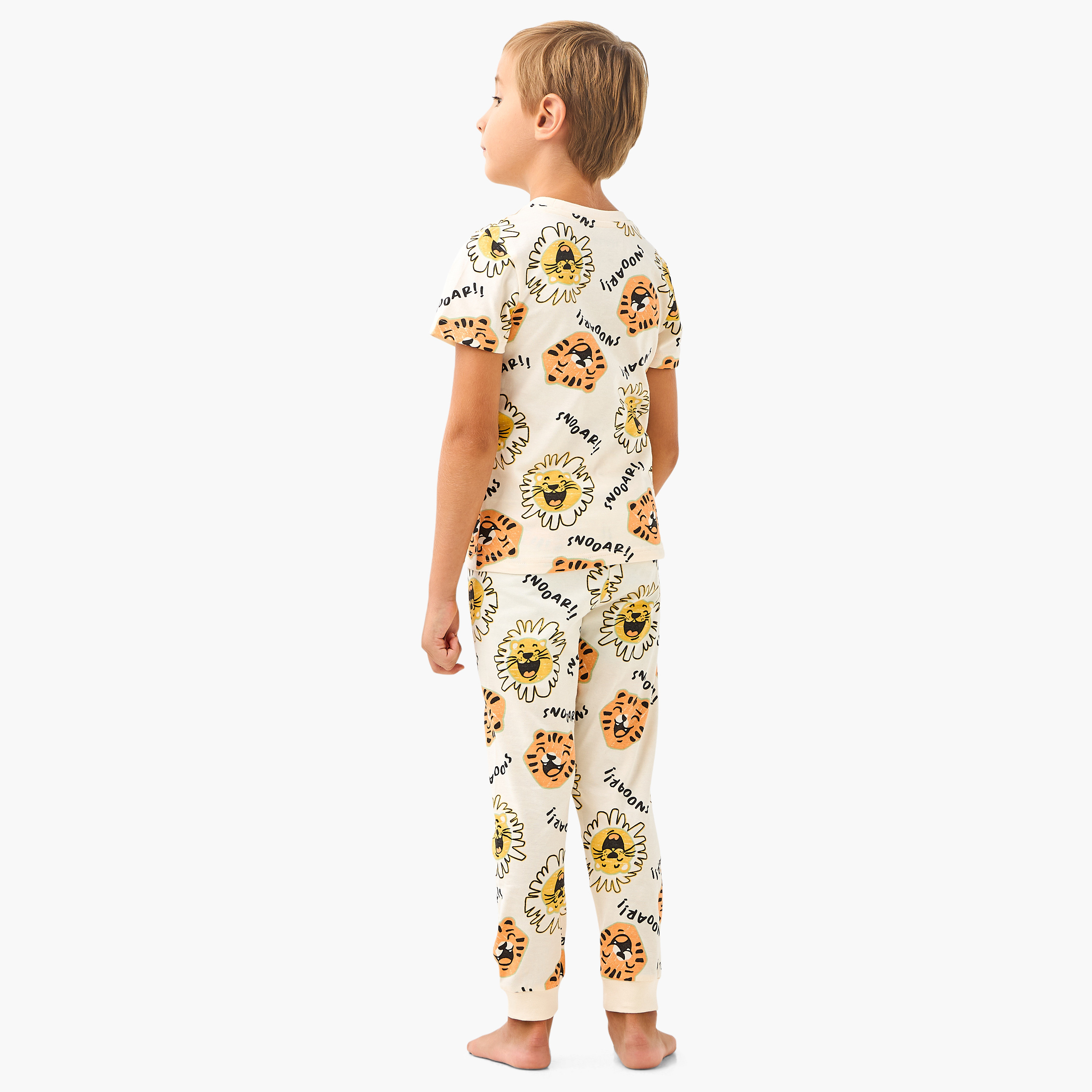 Juniors Tiger Print T-shirts and Pyjamas - Set of 2-boys-clothing-nightwear-image-5