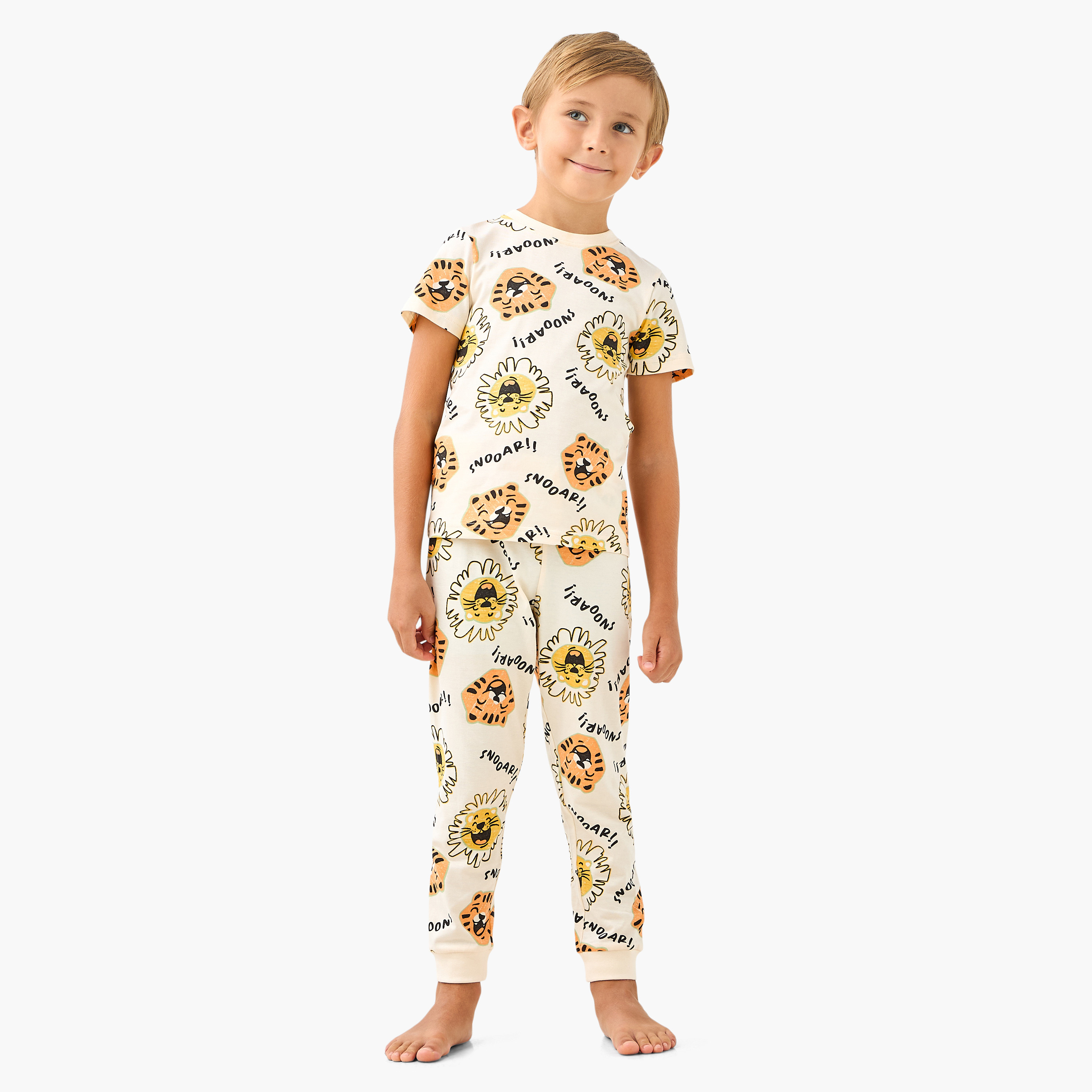 Juniors Tiger Print T-shirts and Pyjamas - Set of 2-boys-clothing-nightwear-image-8