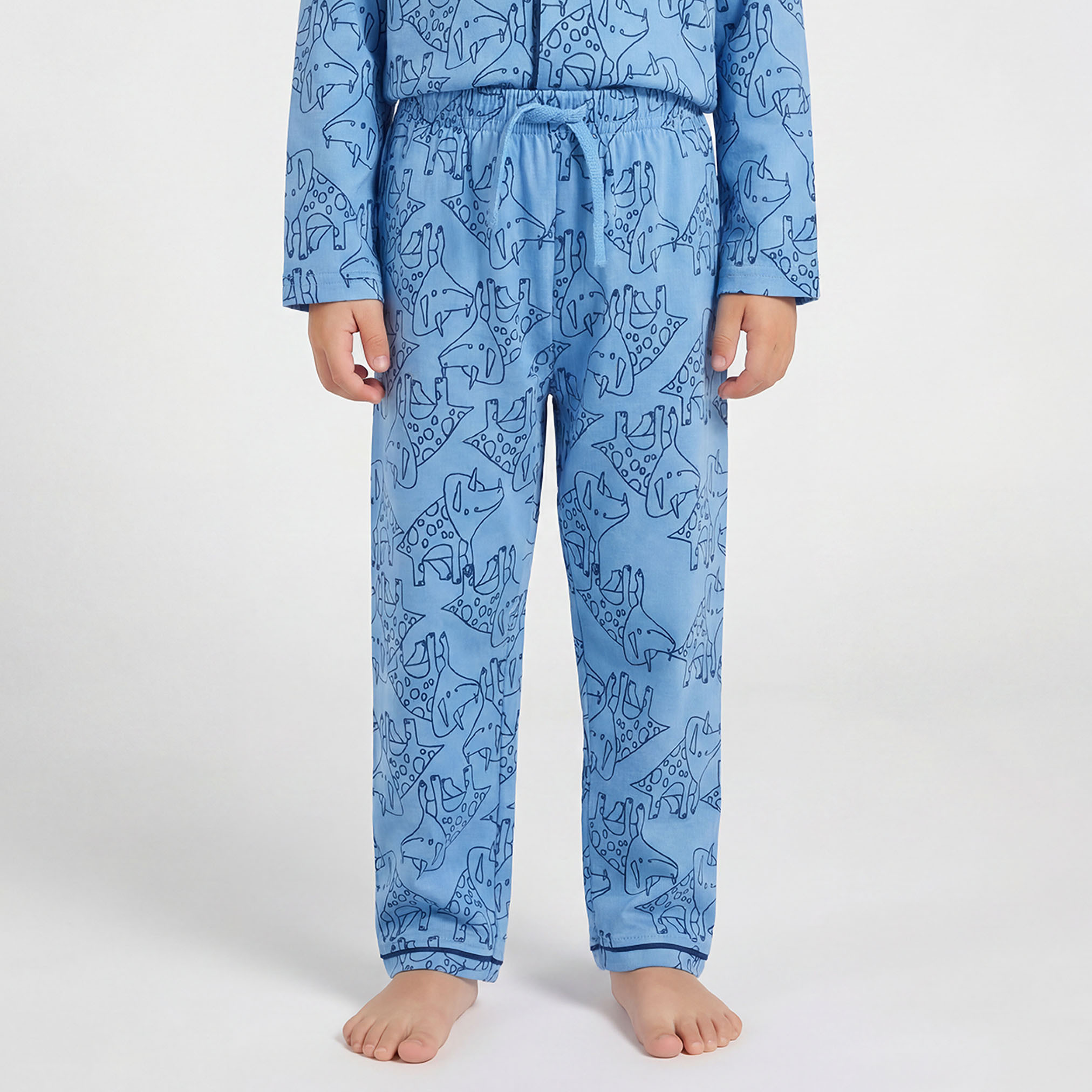 Juniors Boys Pyjama Set with Print - Cotton - Long Sleeves - Notch Collar-boys-clothing-nightwear-image-4