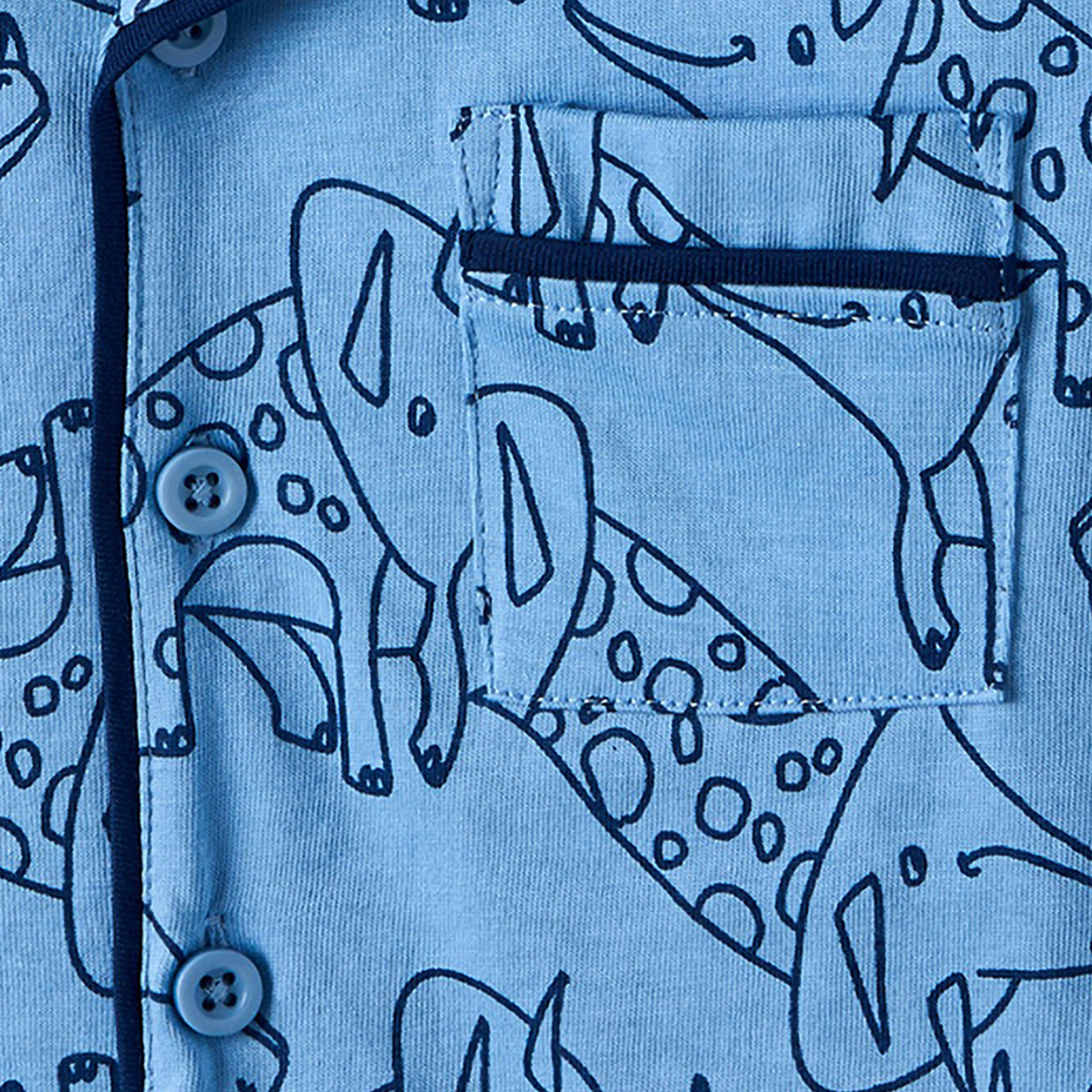 Juniors Boys Pyjama Set with Print - Cotton - Long Sleeves - Notch Collar-boys-clothing-nightwear-image-5