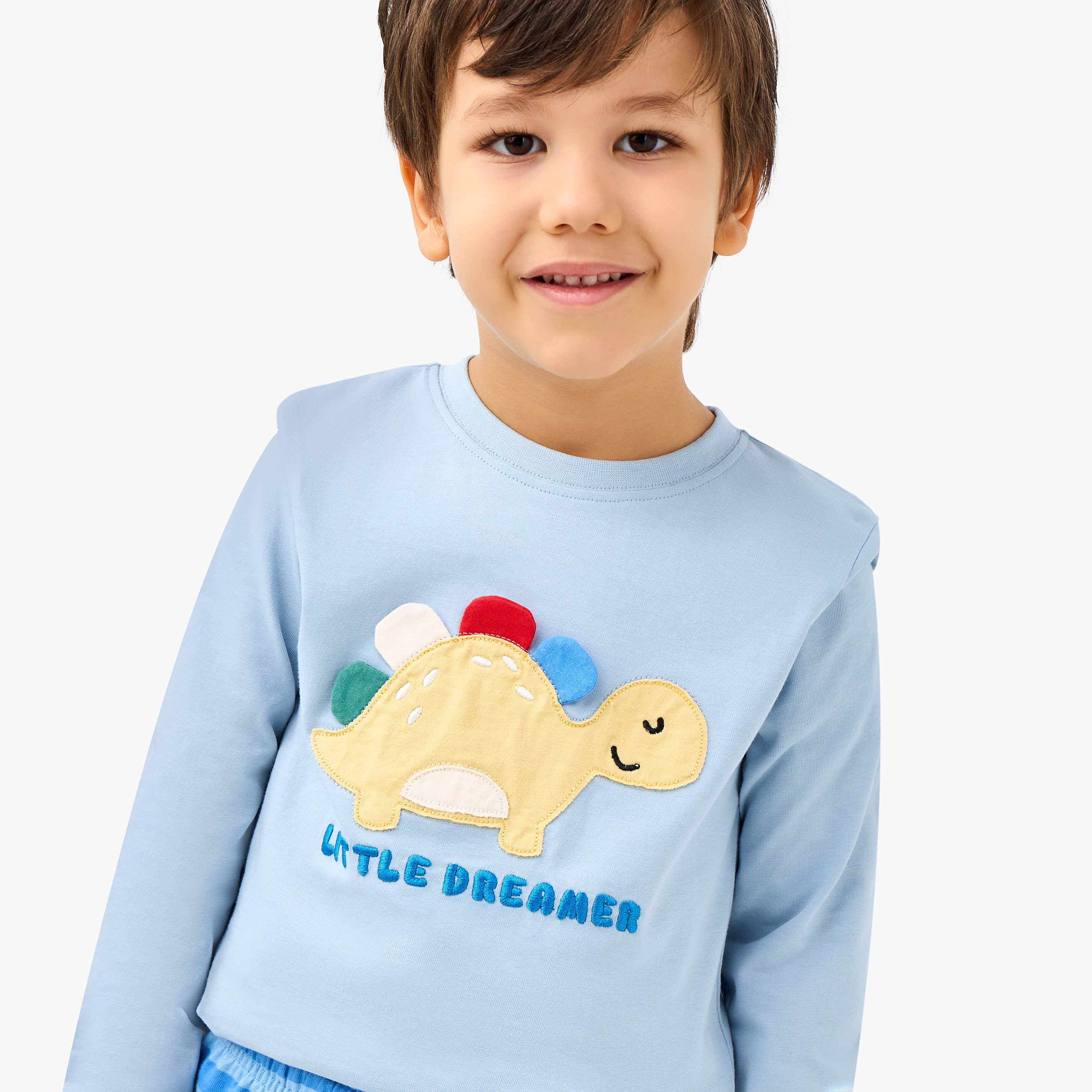 Juniors Dinosaur Applique T-shirt and Pyjama Set-boys-clothing-nightwear-image-5