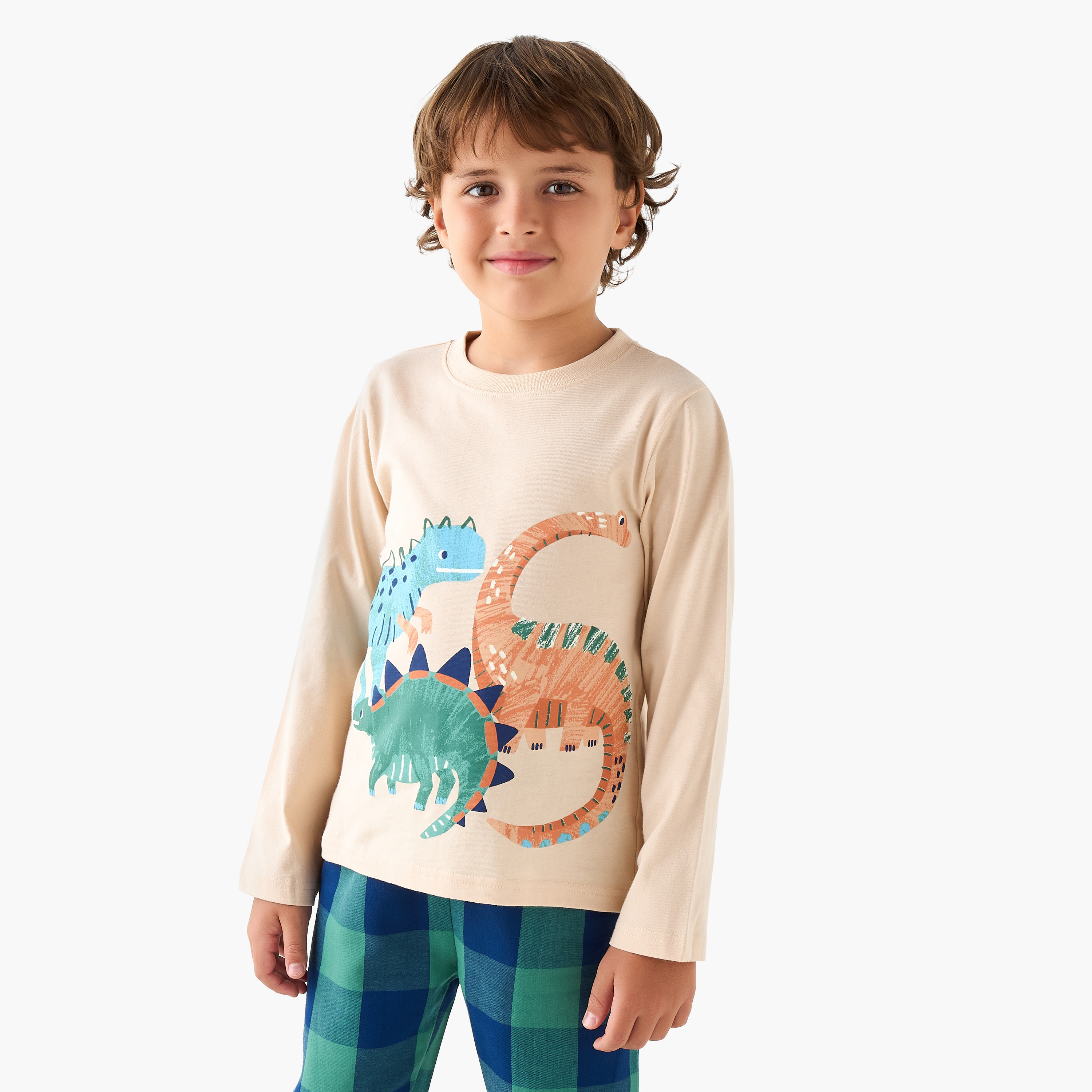 Juniors Dinosaur Print T-shirt and Pyjama Set-boys-clothing-nightwear-image-2