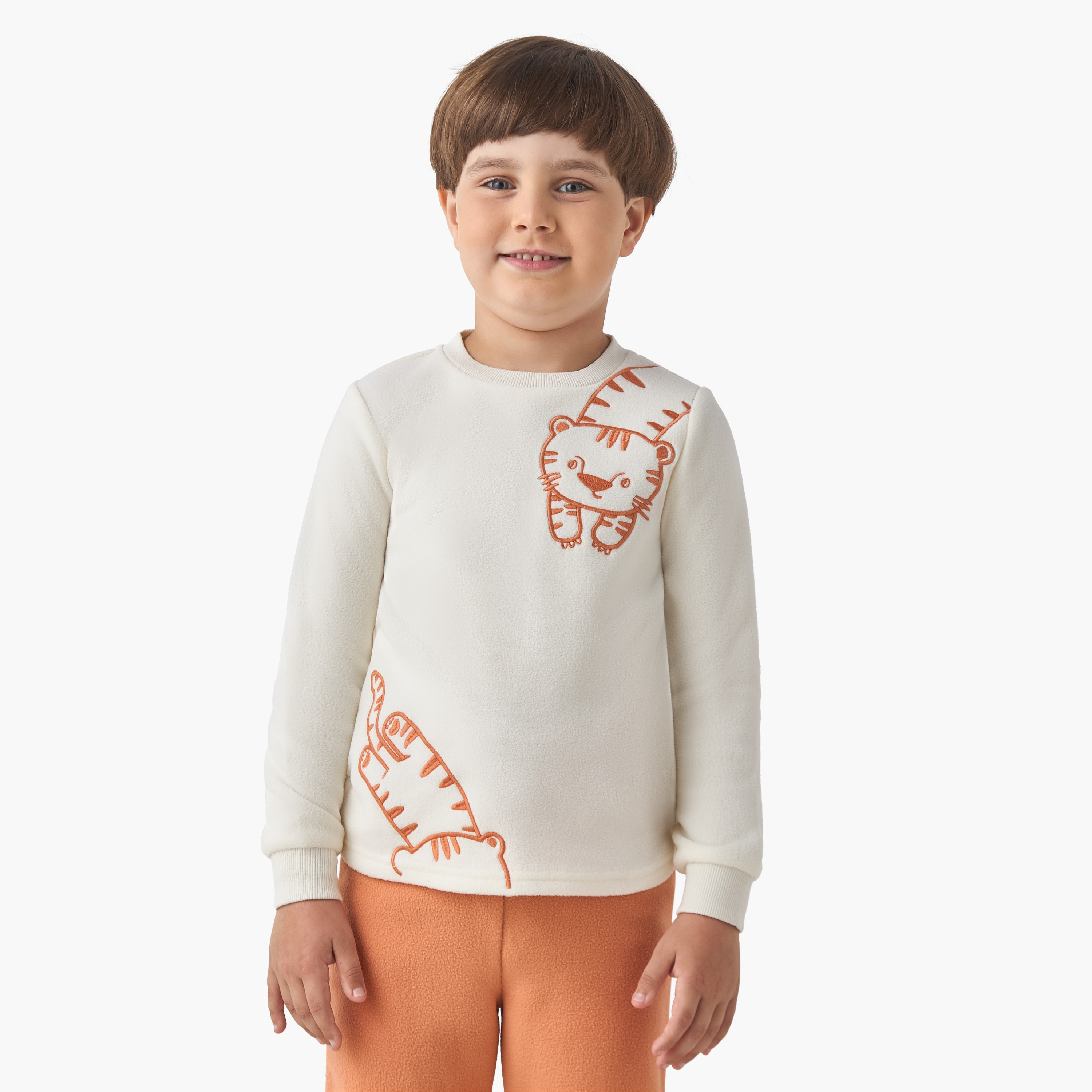 Juniors Boys Pyjama Set with Embroidery - Polyester - Long Sleeves - Crew Neck-boys-clothing-nightwear-image-2