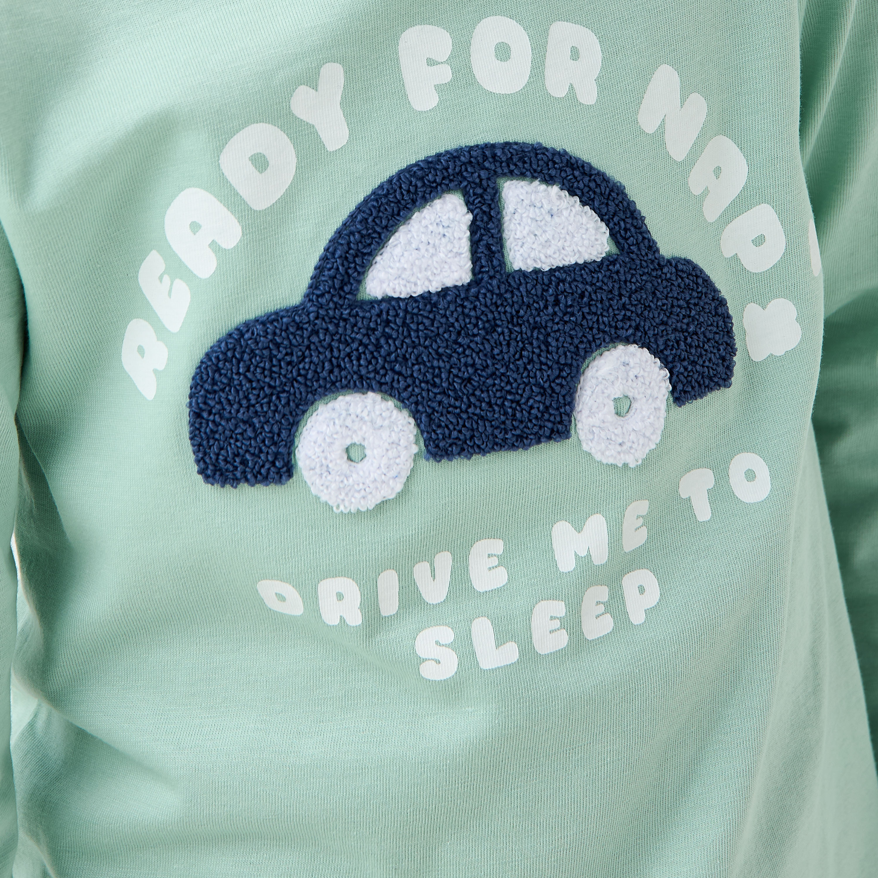 Juniors Cotton Crew Neck Long Sleeves Pyjama Set with Car Print-boys-clothing-nightwear-image-6