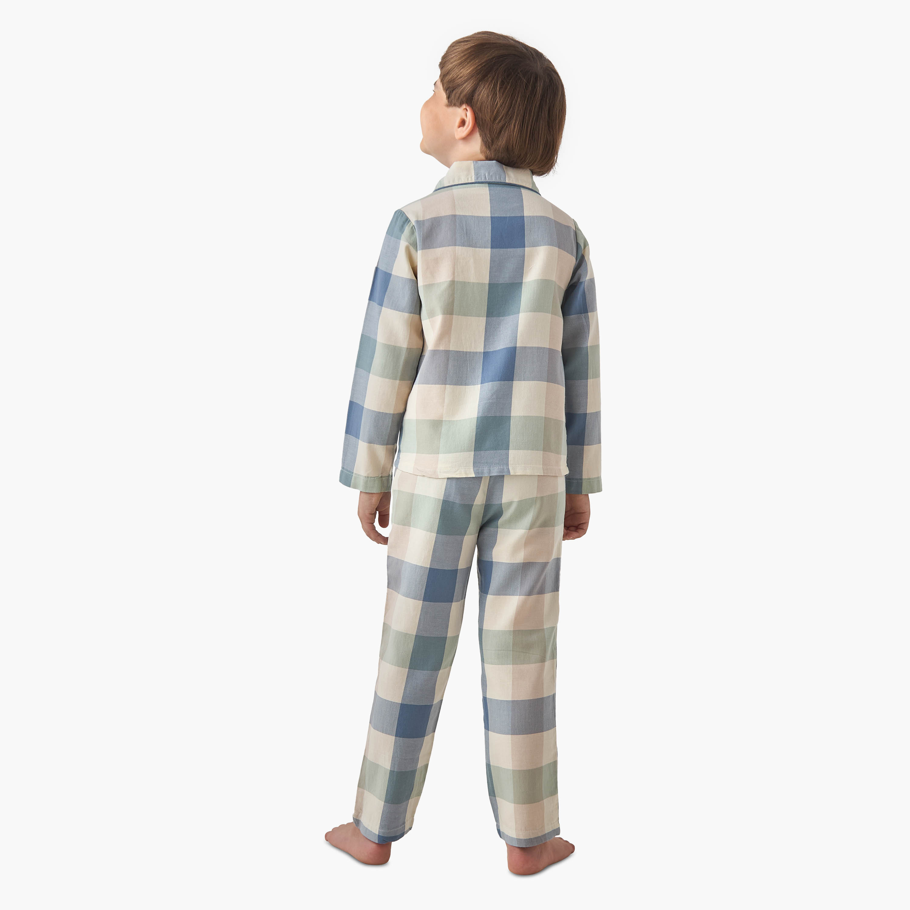 Juniors Checked Collared Shirt and Pyjama Set-boys-clothing-nightwear-image-4