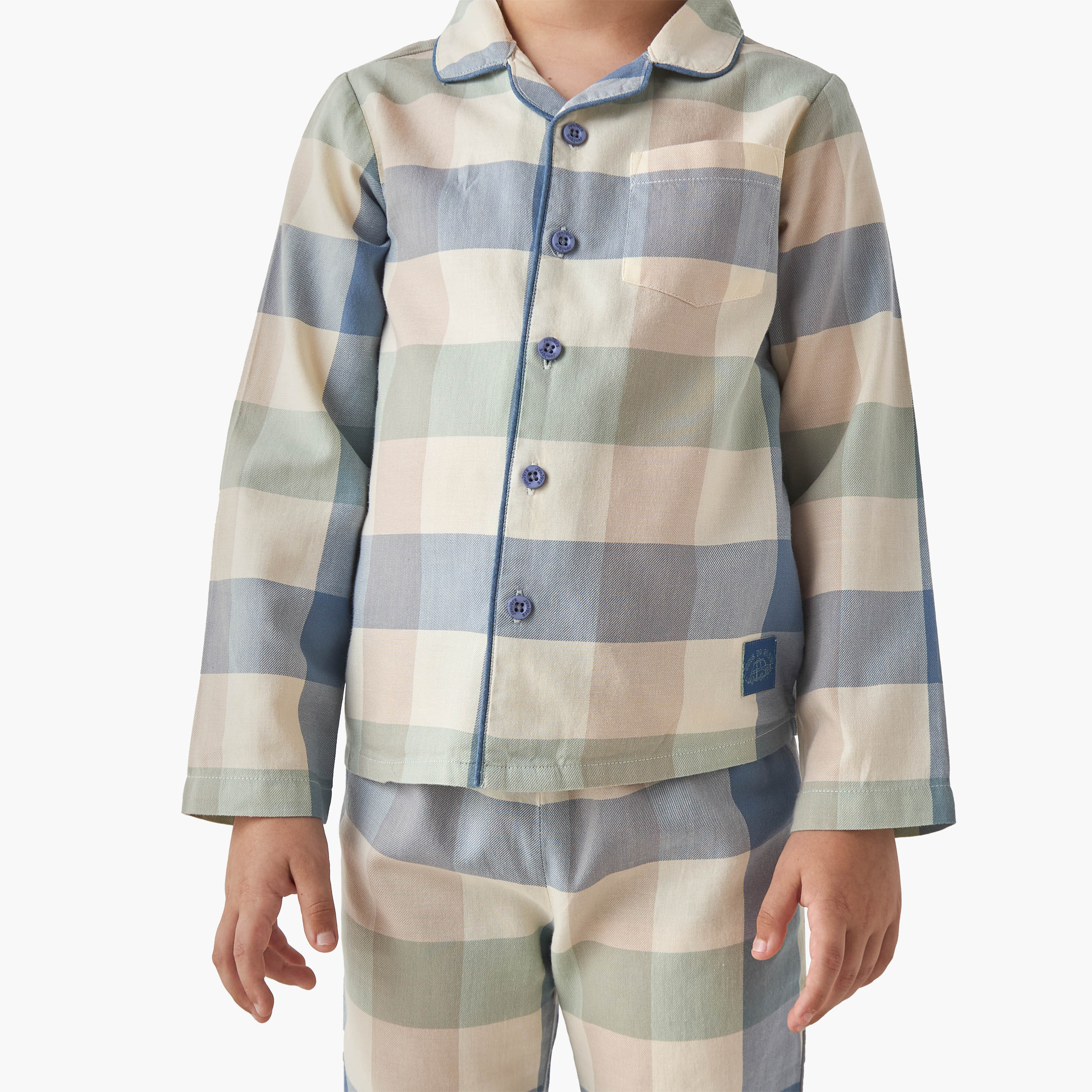 Juniors Checked Collared Shirt and Pyjama Set-boys-clothing-nightwear-image-5