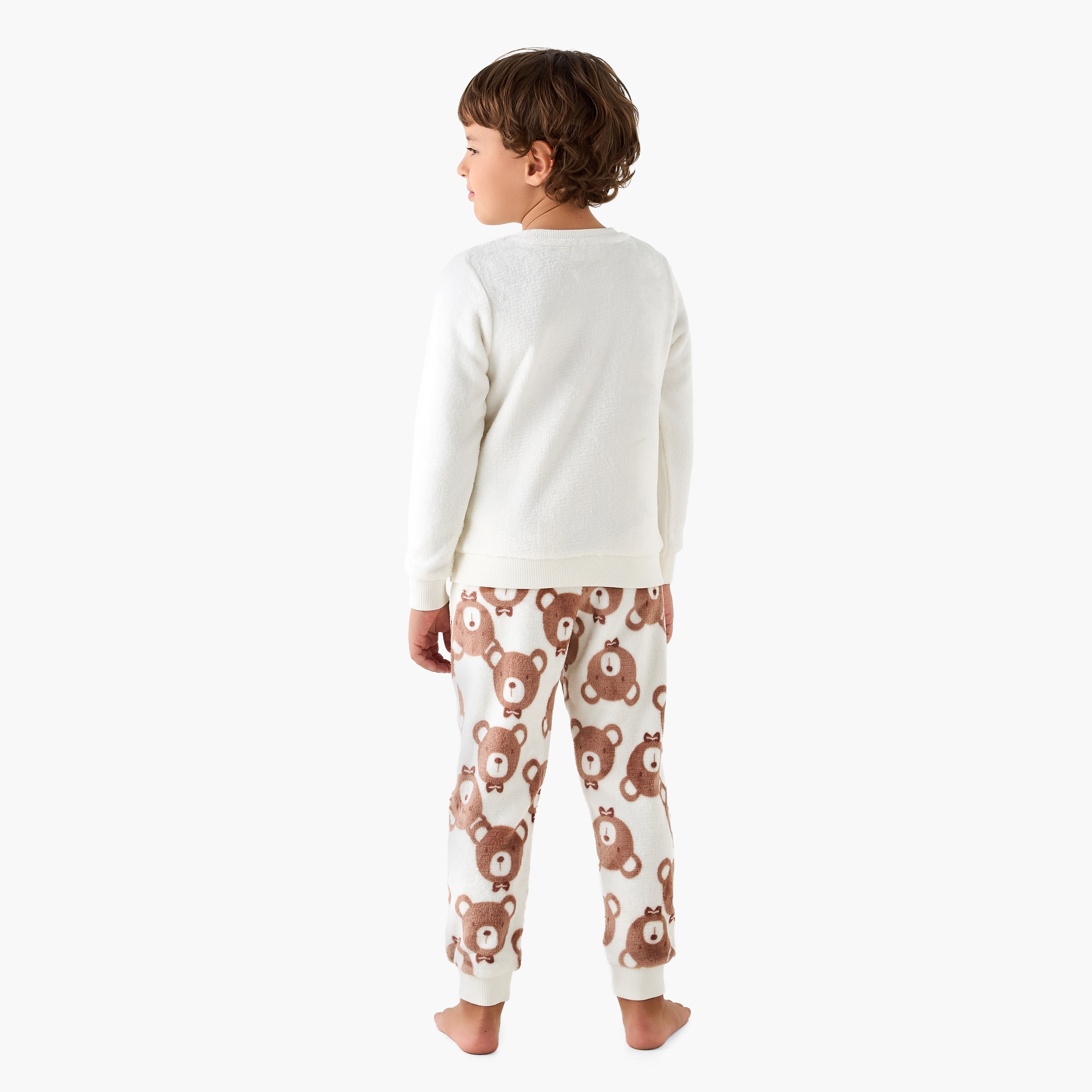 Juniors Bear Applique T-shirt and Pyjama Set-boys-clothing-nightwear-image-4