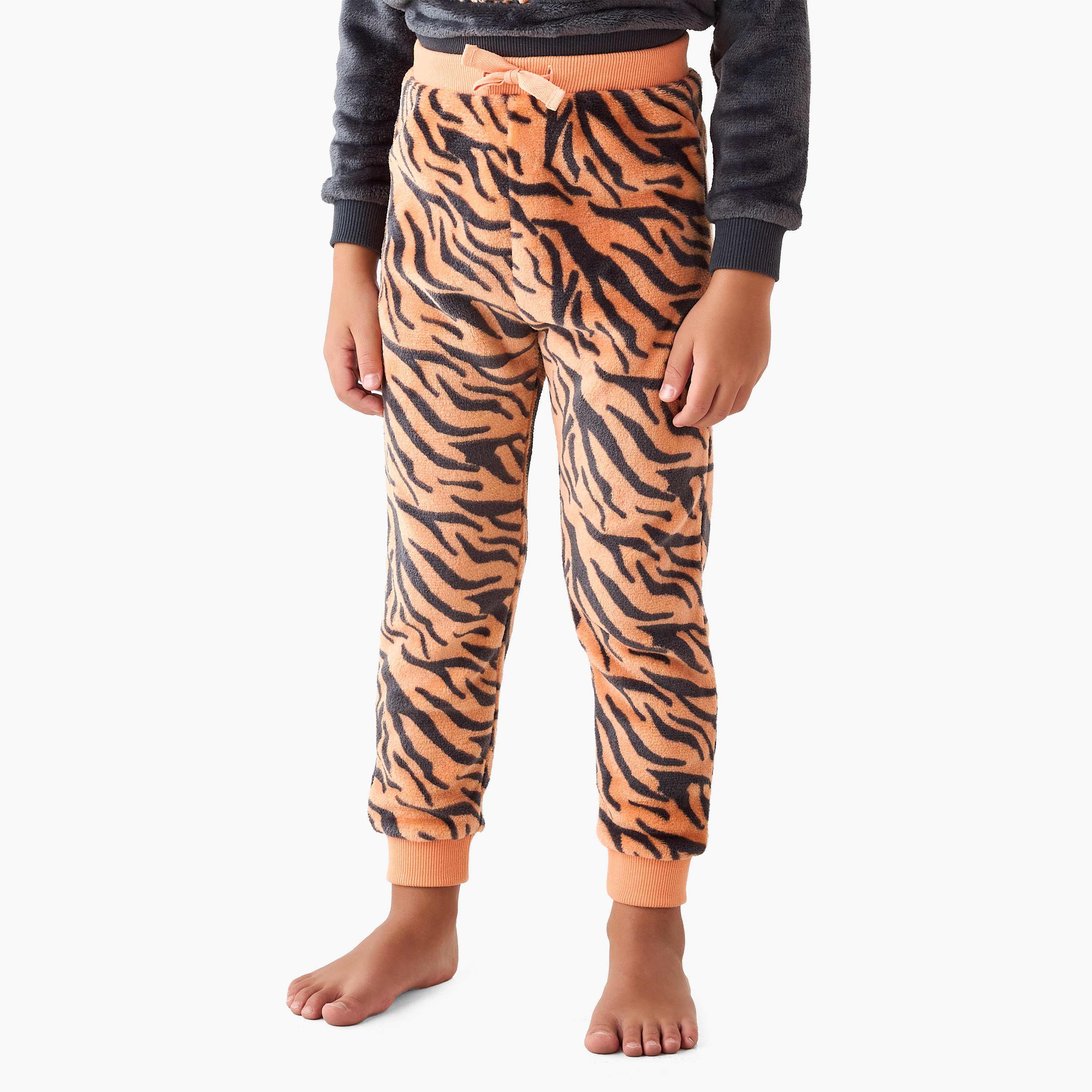 Juniors Tiger Applique Sweatshirt and Pyjama Set-boys-clothing-nightwear-image-3