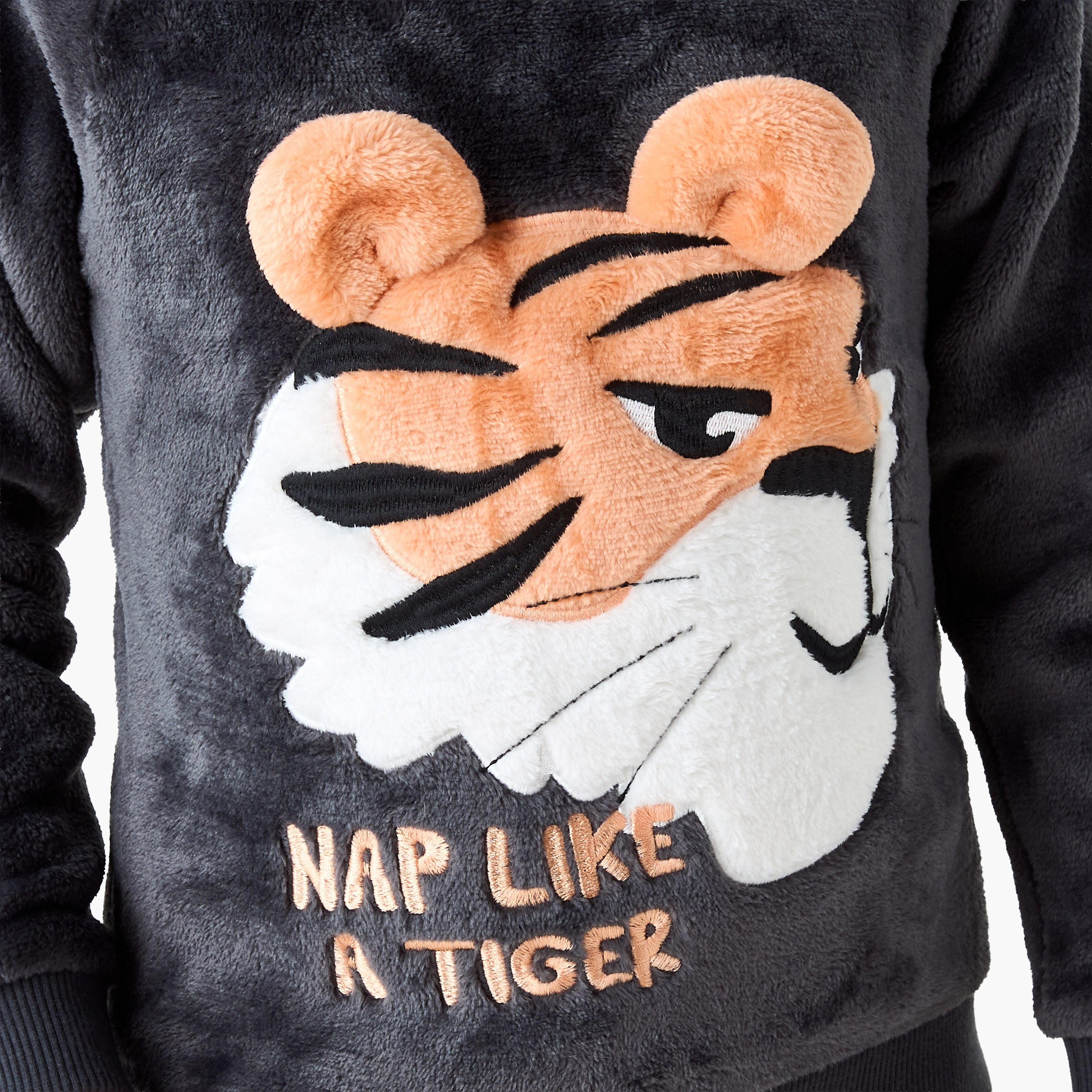 Juniors Tiger Applique Sweatshirt and Pyjama Set-boys-clothing-nightwear-image-6