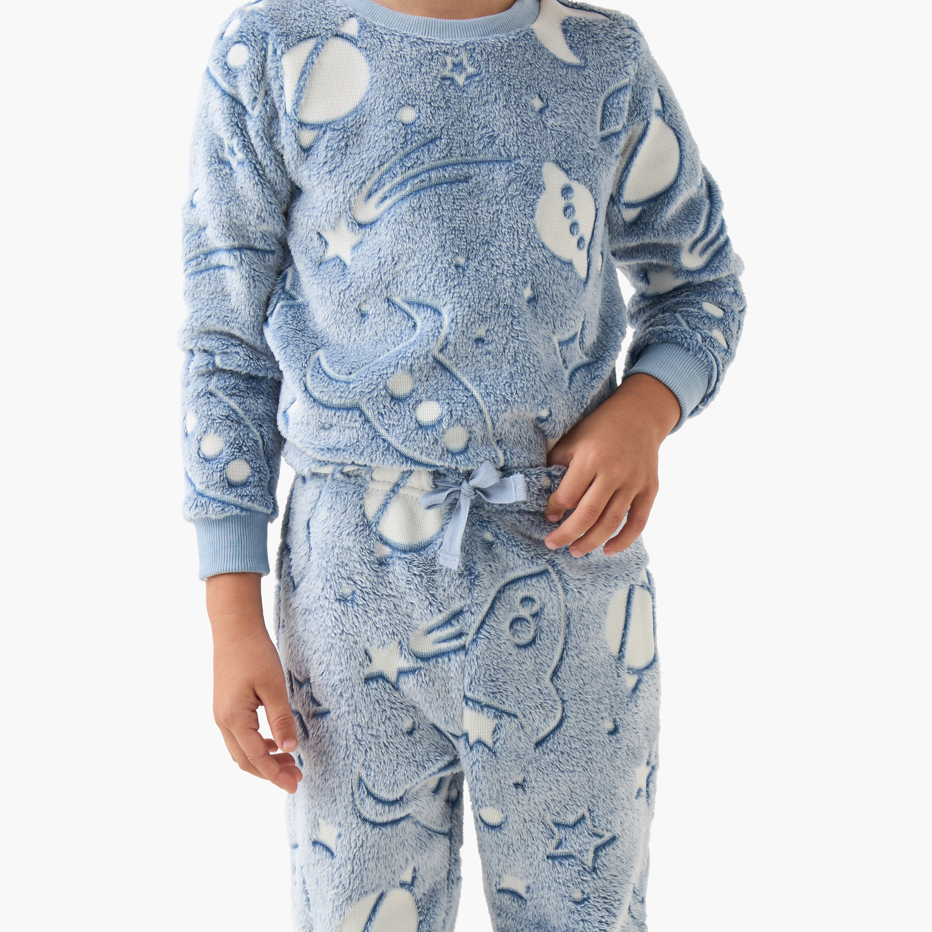 Juniors Boys Pyjama Set with Space Print - Polyester - Long Sleeves - Crew Neck-boys-clothing-nightwear-image-5
