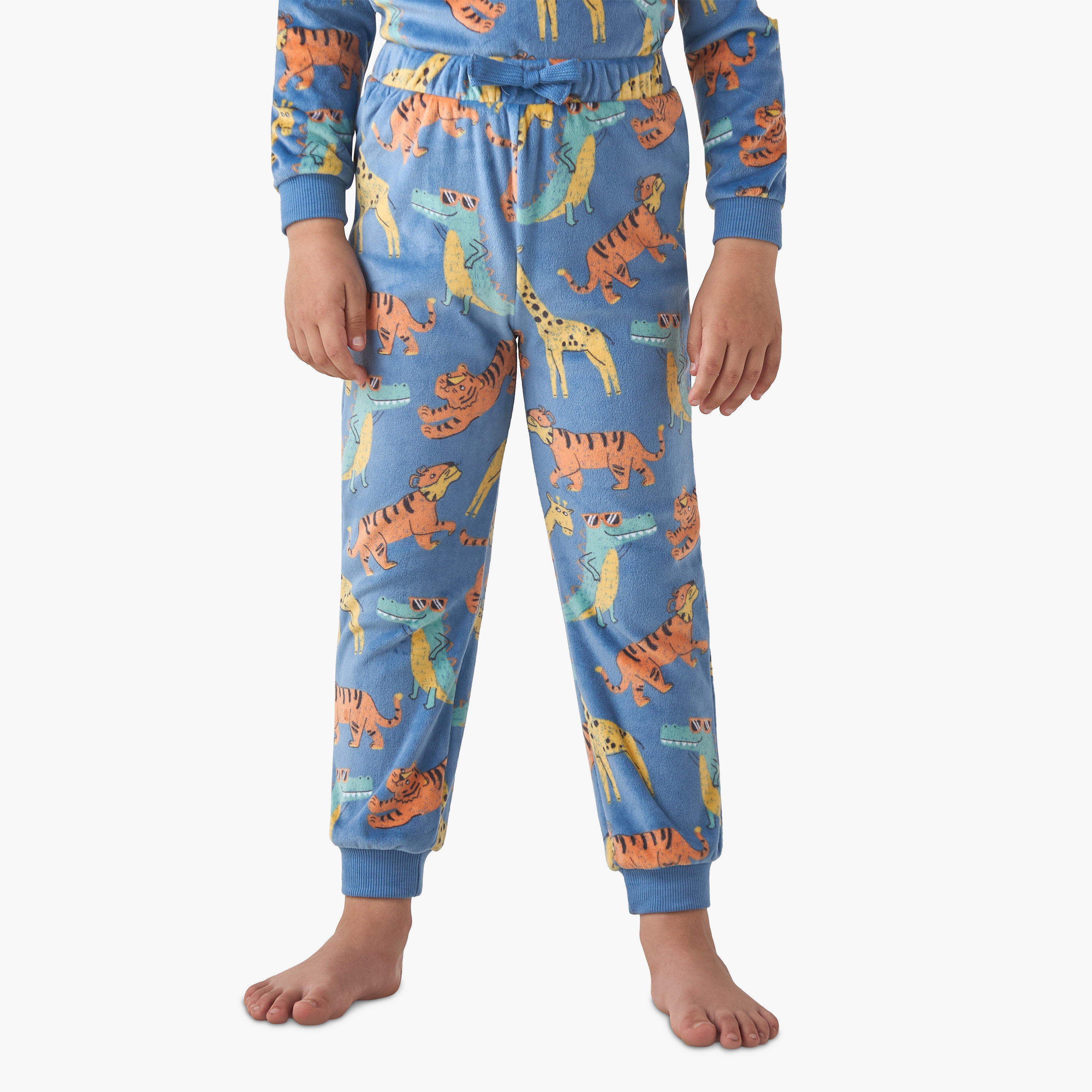 Juniors Boys Pyjama Set with Wild Animal Print - Polyester Blend - Long Sleeves - Crew Neck-boys-clothing-nightwear-image-3