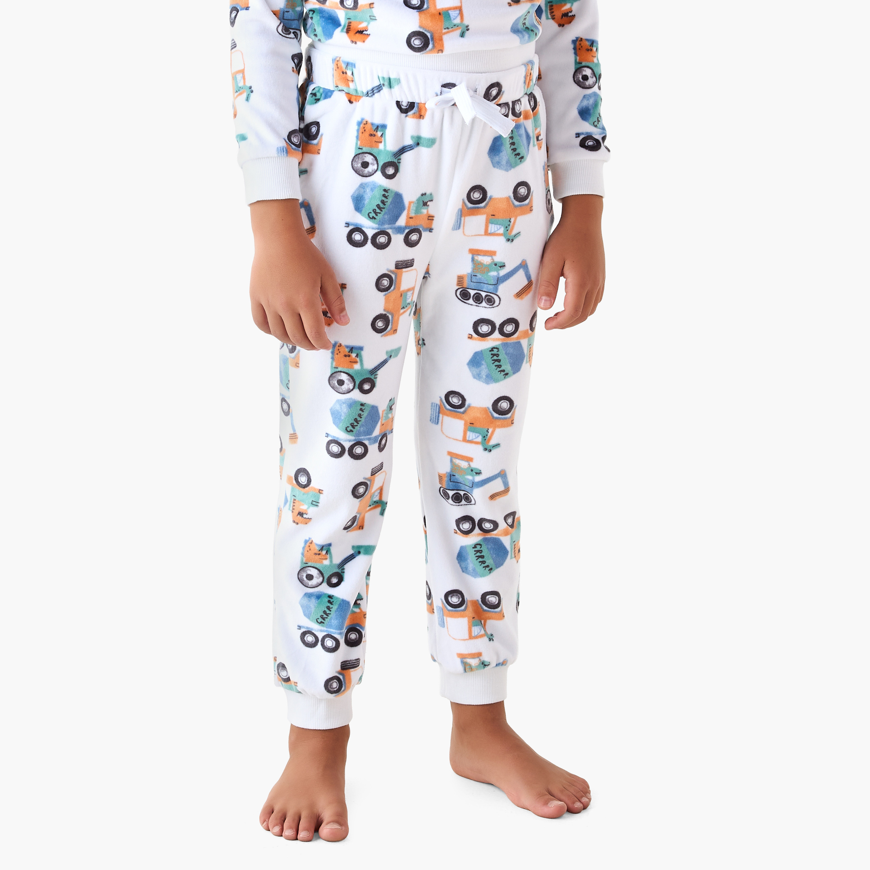 Juniors Construction Vehicle Print T-shirt and Pyjama Set-boys-clothing-nightwear-image-3