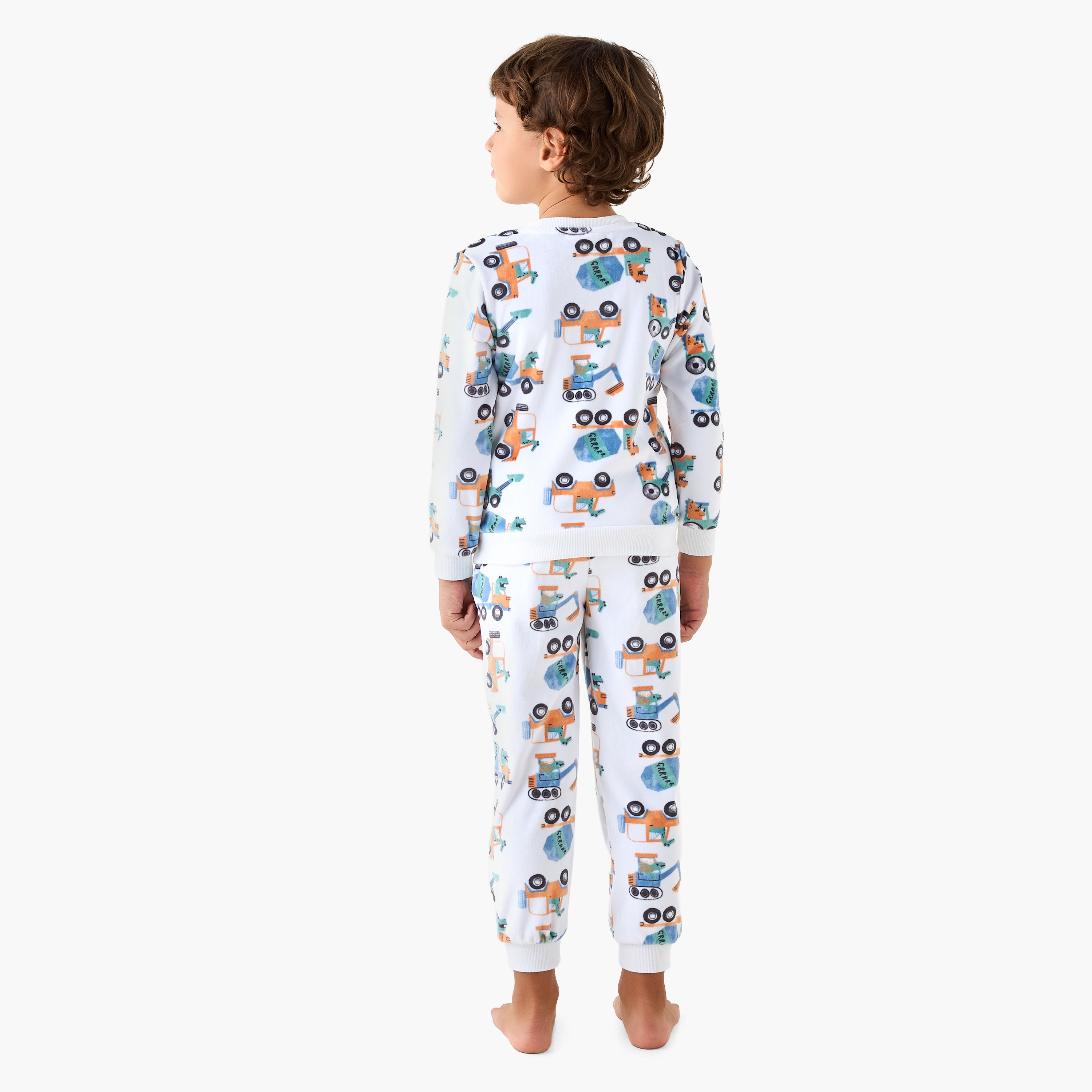 Juniors Construction Vehicle Print T-shirt and Pyjama Set-boys-clothing-nightwear-image-4