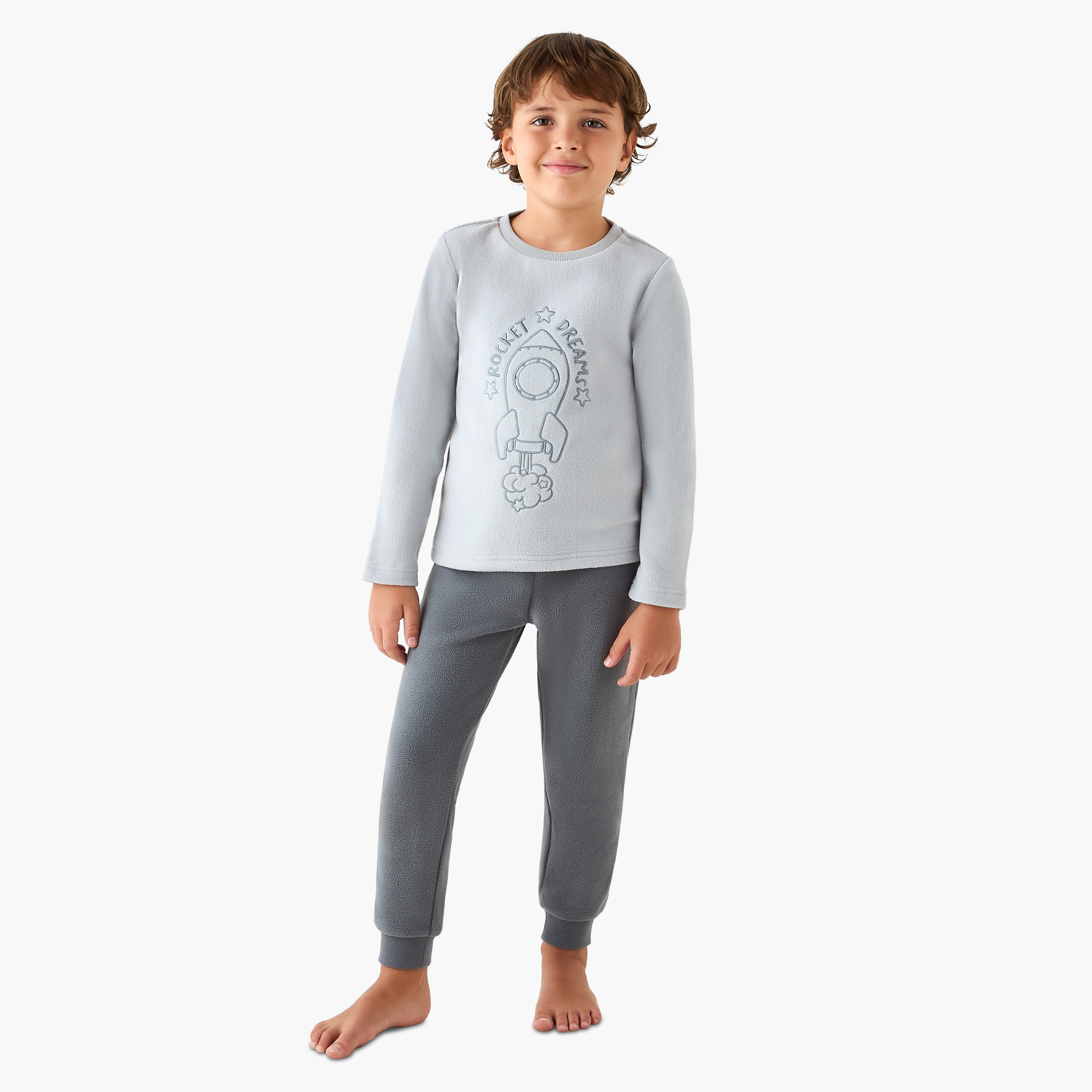Juniors Rocket Embroidered T-shirt and Pyjama Set-boys-clothing-nightwear-image-1