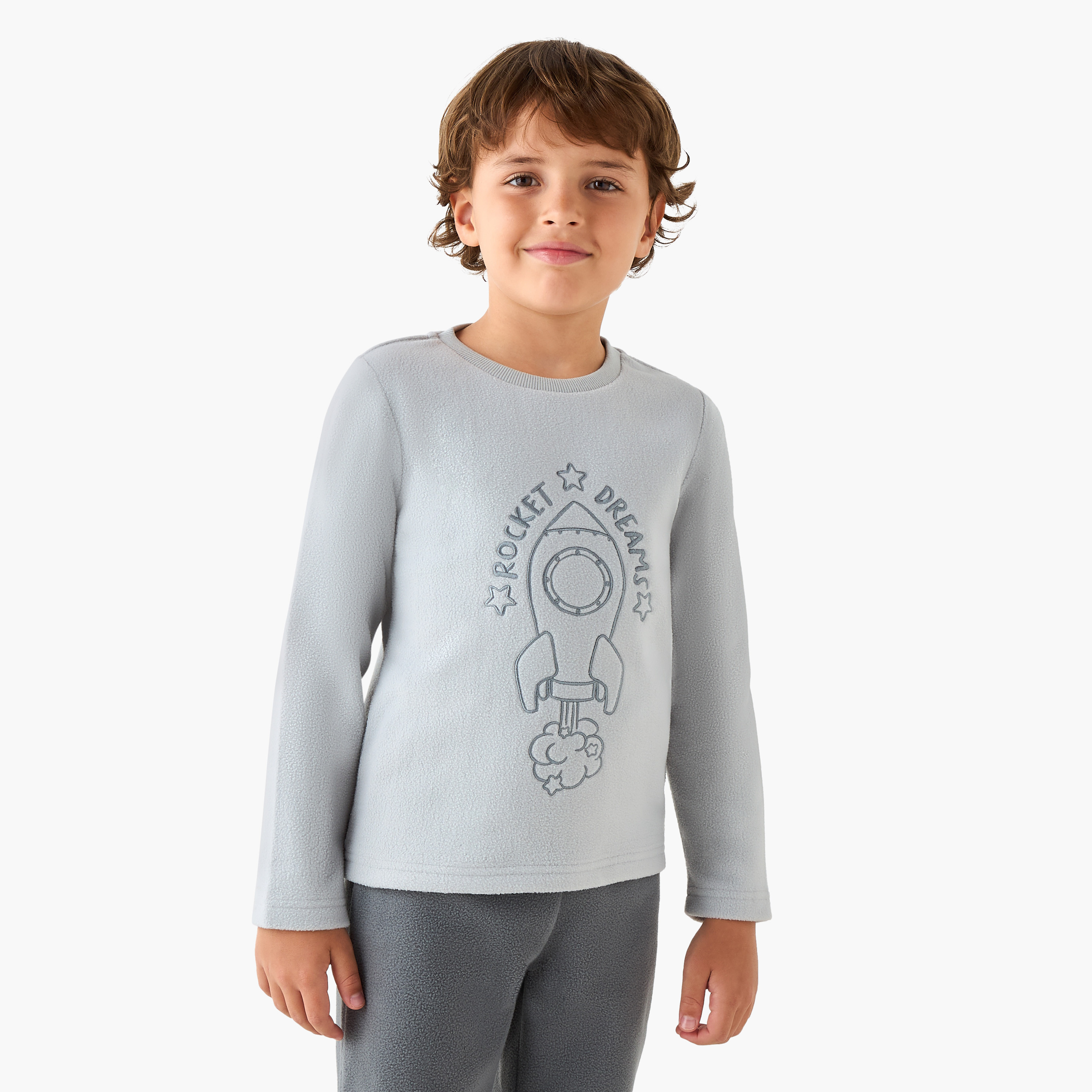 Juniors Rocket Embroidered T-shirt and Pyjama Set-boys-clothing-nightwear-image-2