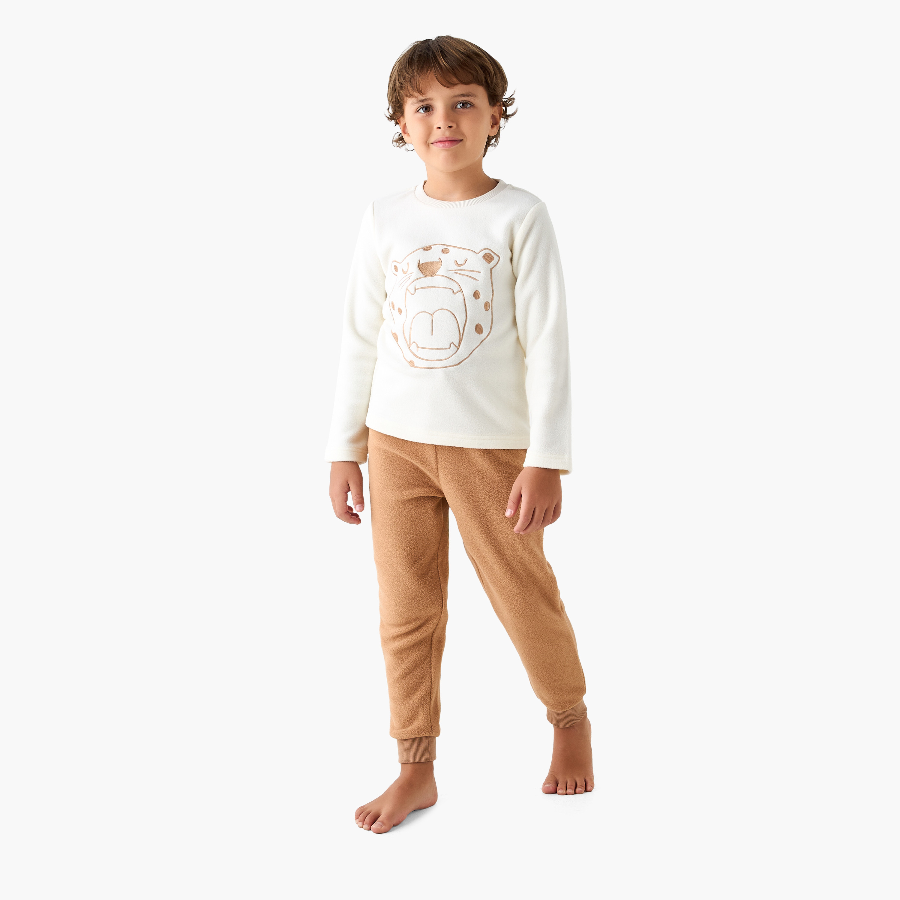 Juniors Embroidered T-shirt and Pyjama Set-boys-clothing-nightwear-image-1