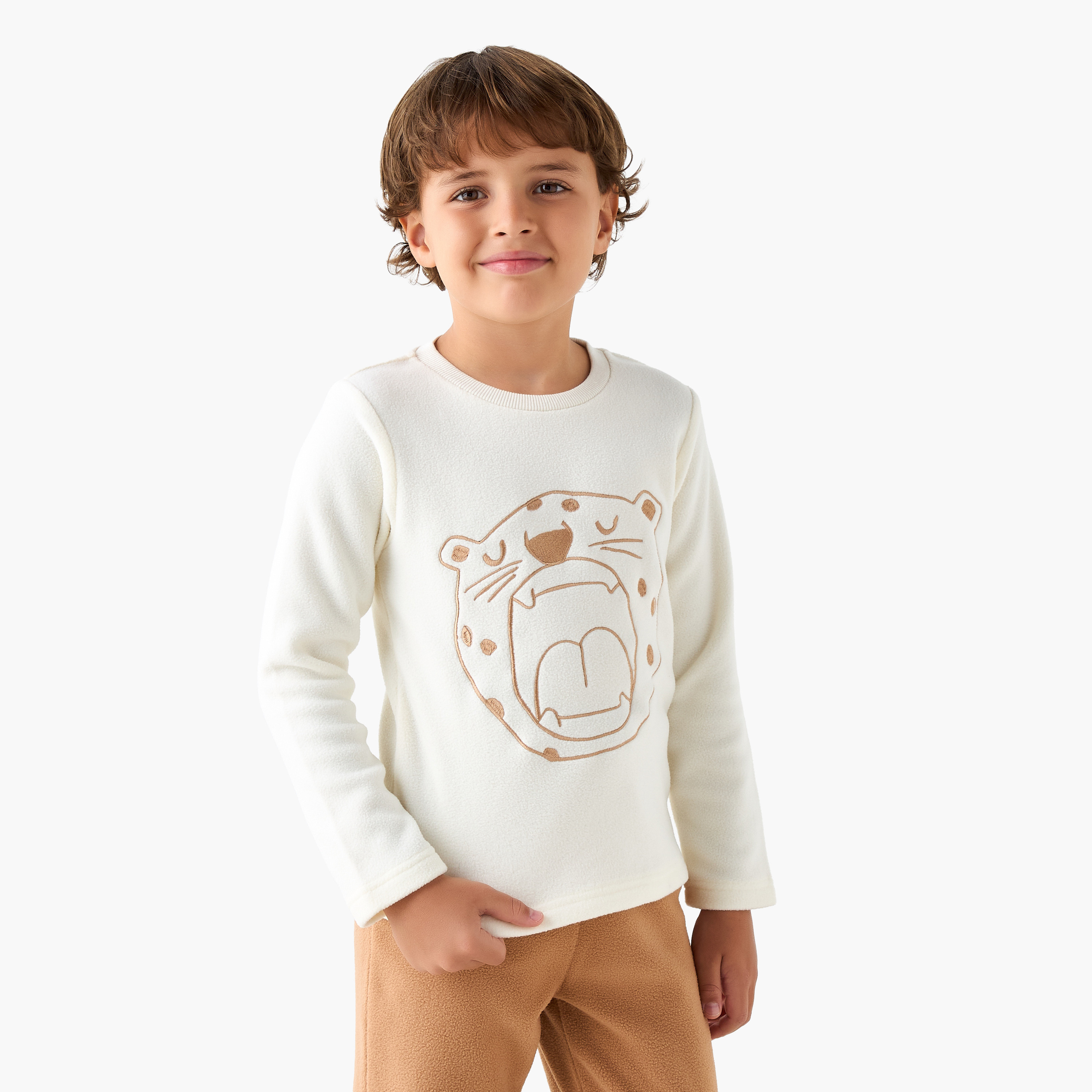 Juniors Embroidered T-shirt and Pyjama Set-boys-clothing-nightwear-image-2