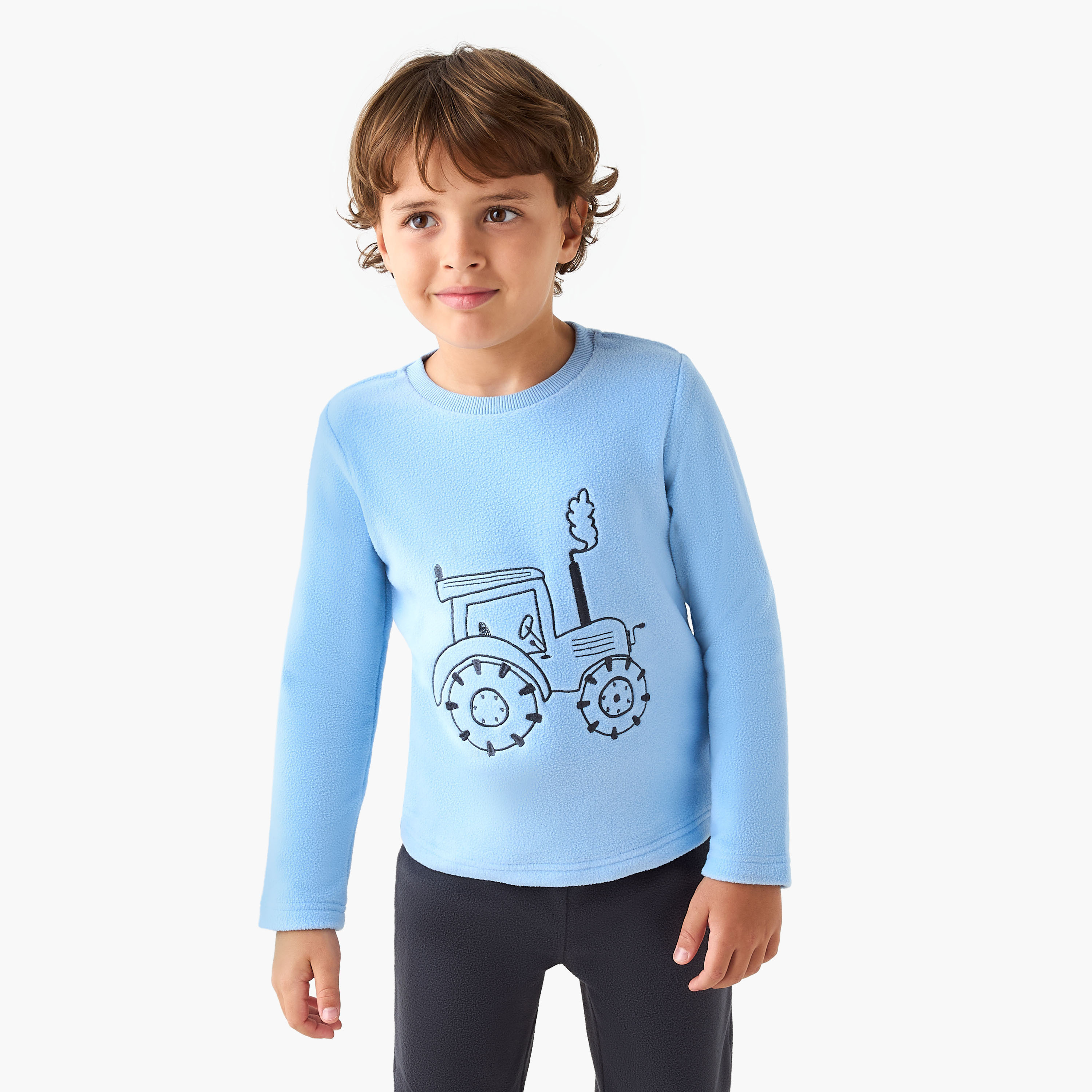 Juniors Boys Pyjama Set with Embroidery - Long Sleeves - Crew Neck-boys-clothing-nightwear-image-2