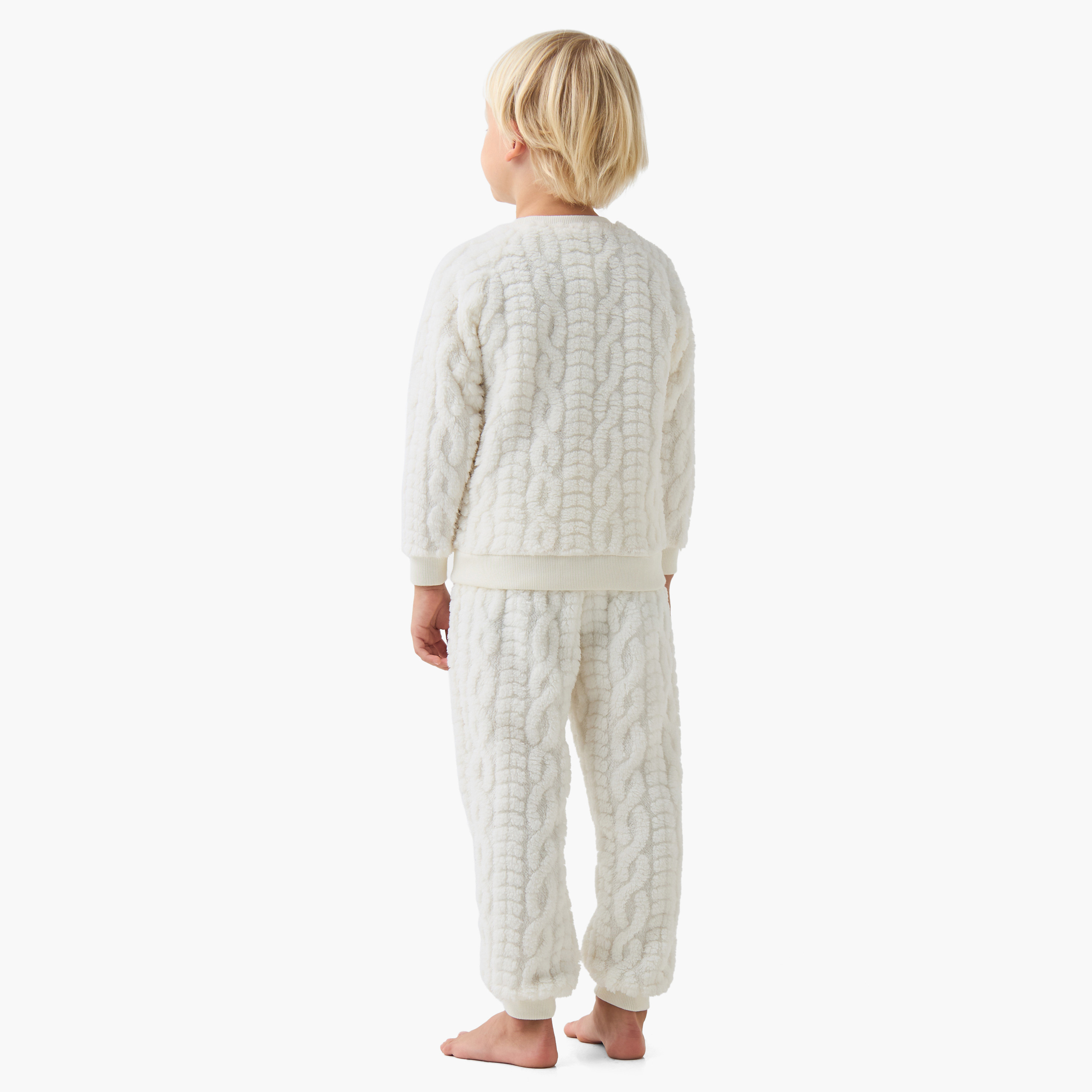 Juniors Boys Pyjama Set with Cable Knit - Polyester - Long Sleeves - Crew Neck-boys-clothing-nightwear-image-4